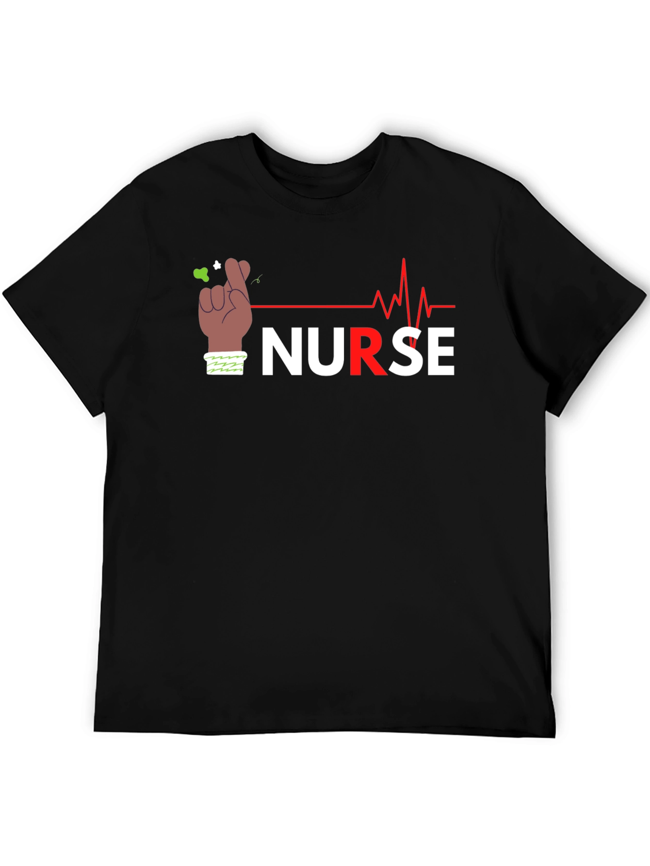 Nurse Crossed Fingers T-Shirt Black