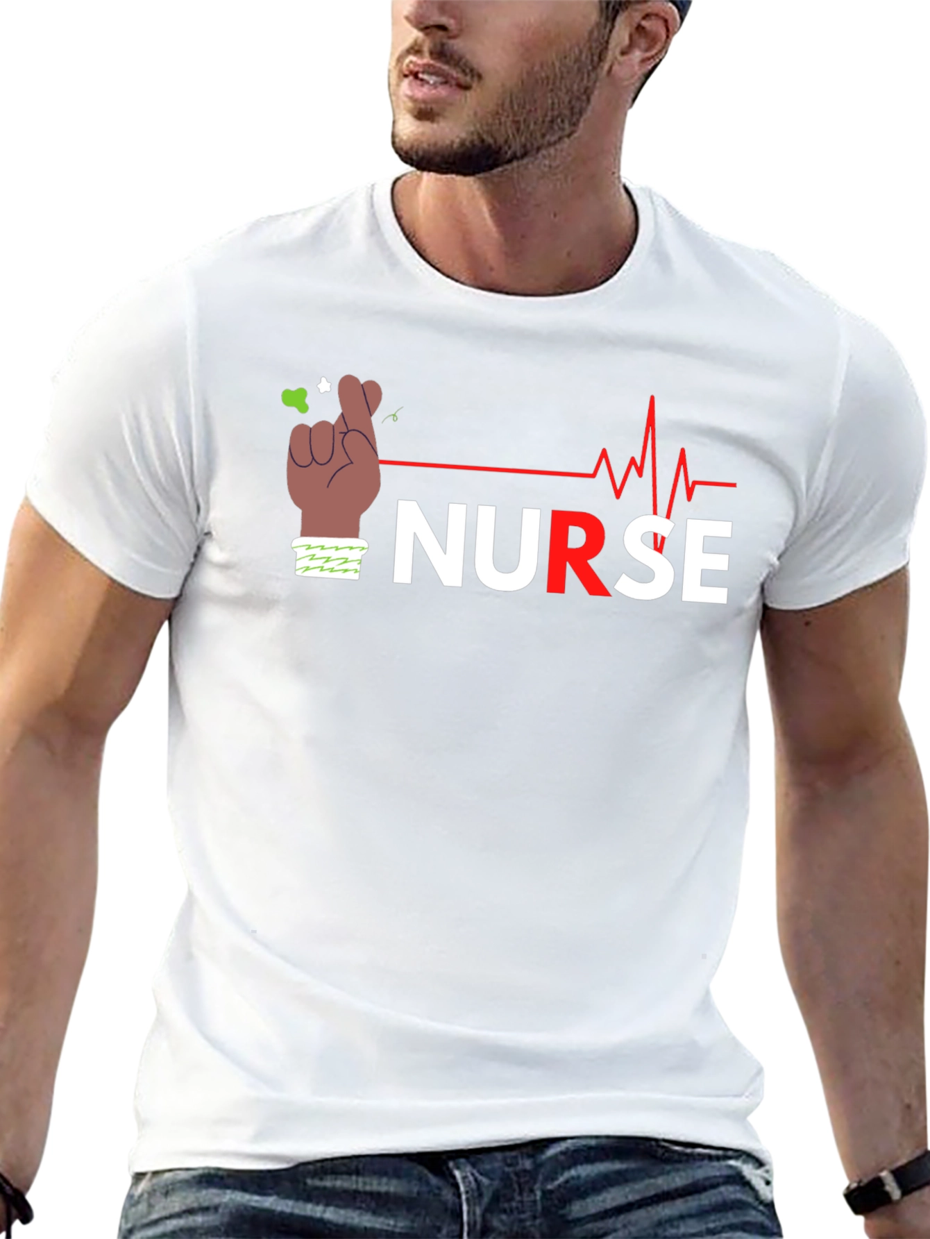 Nurse Crossed Fingers T-Shirt Black