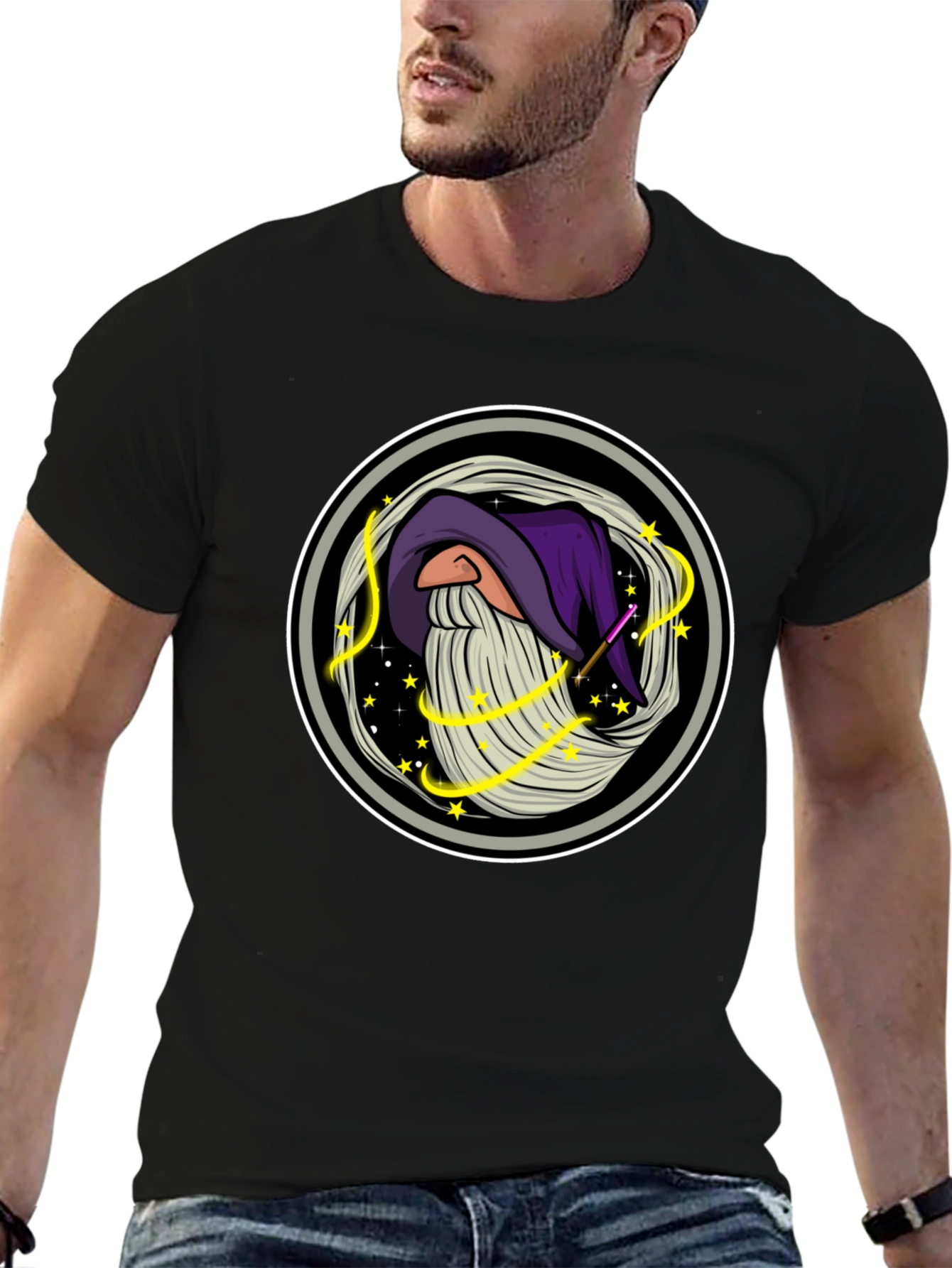 Wizard Graphic T-Shirt - Black Cotton Tee