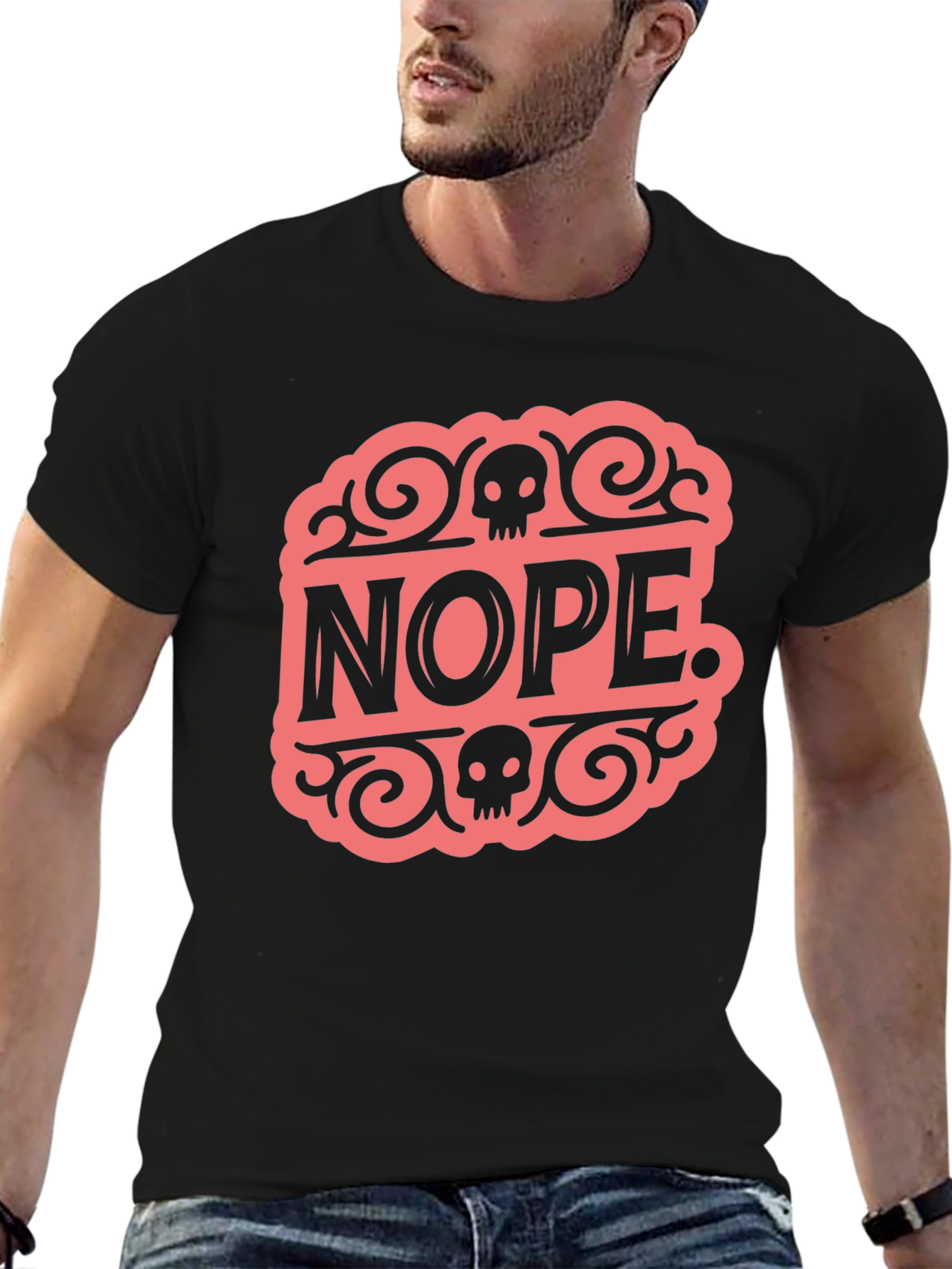 Nope. Skull Graphic Black Tee