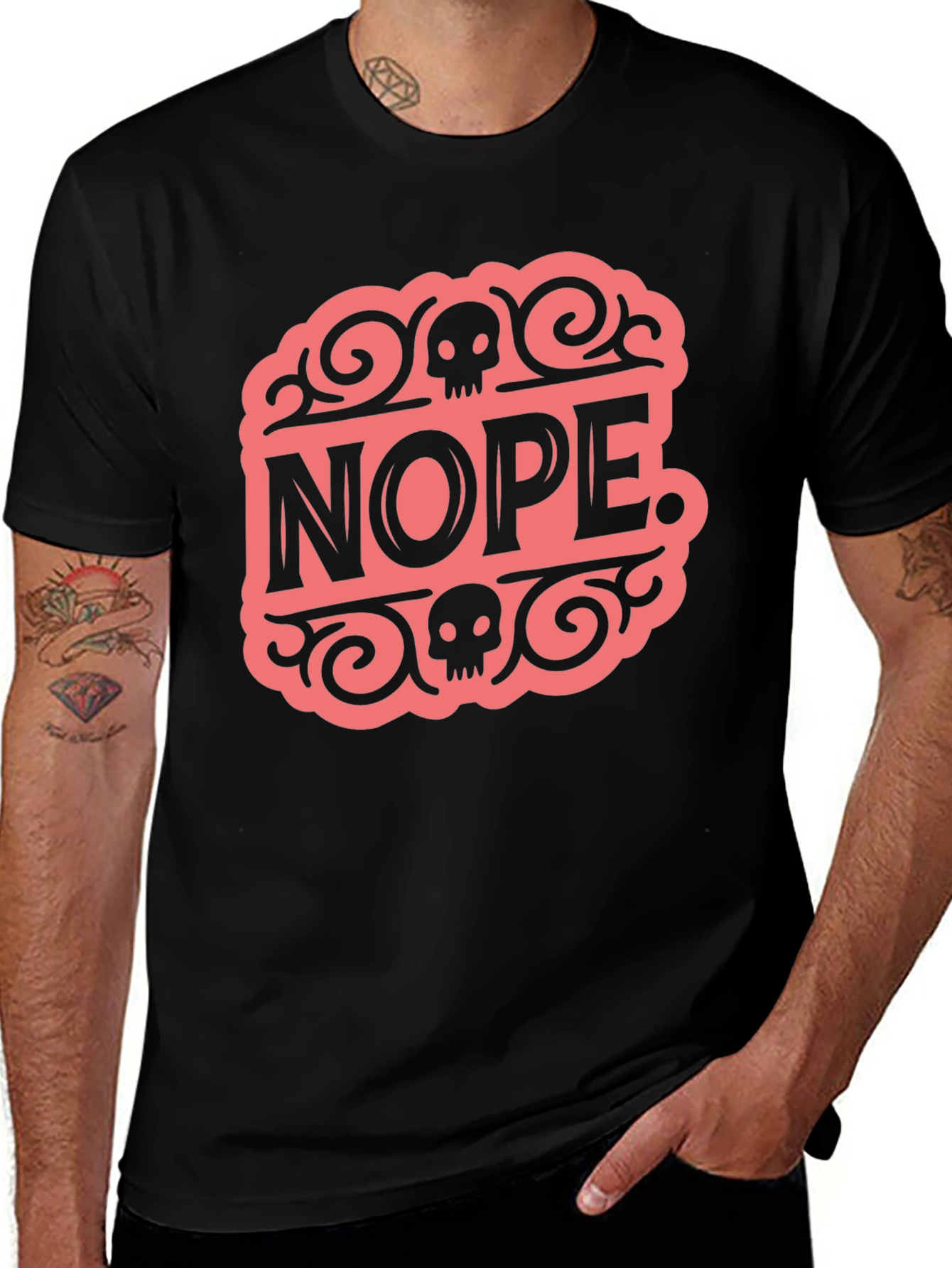 Nope. Skull Graphic Black Tee