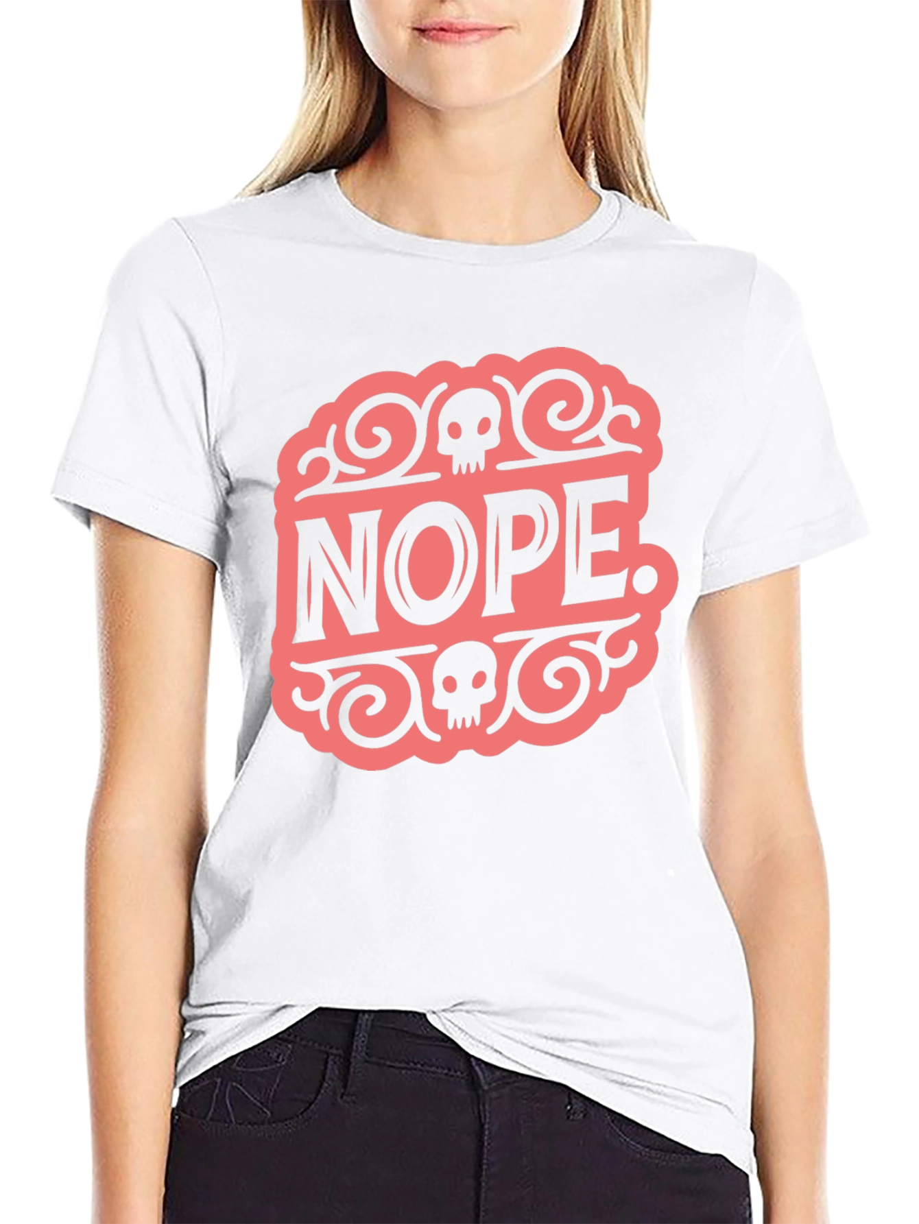 Nope. Skull Graphic Black Tee