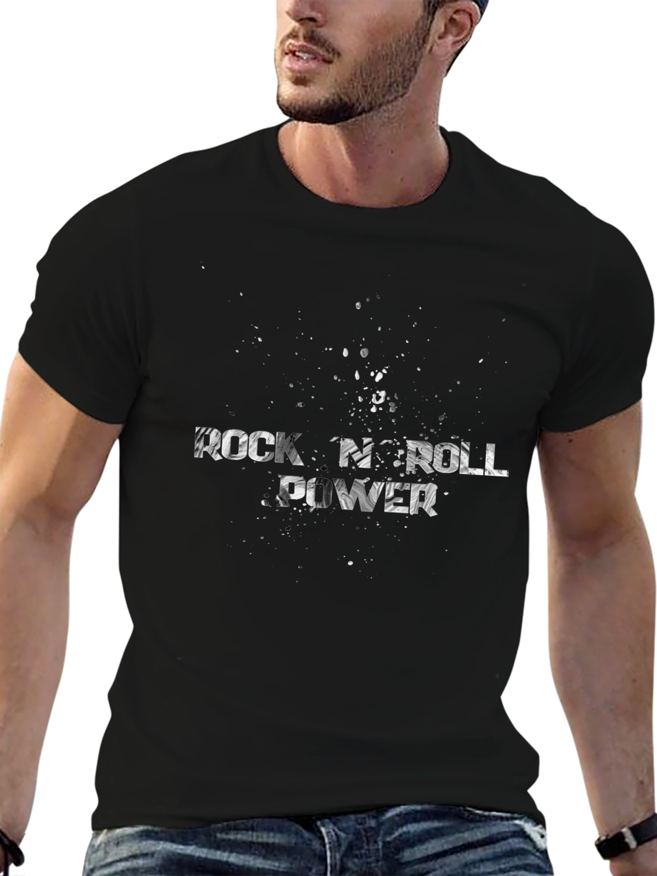 Rock N Roll Power Black Graphic Tee