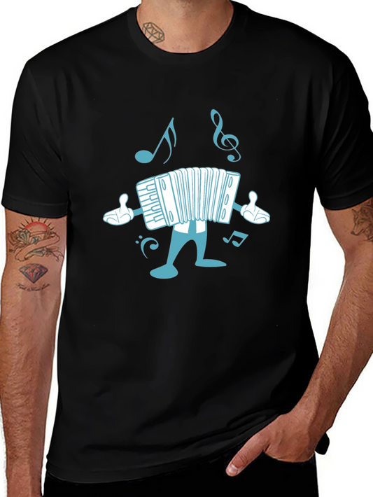 Accordion Cartoon Black T-Shirt