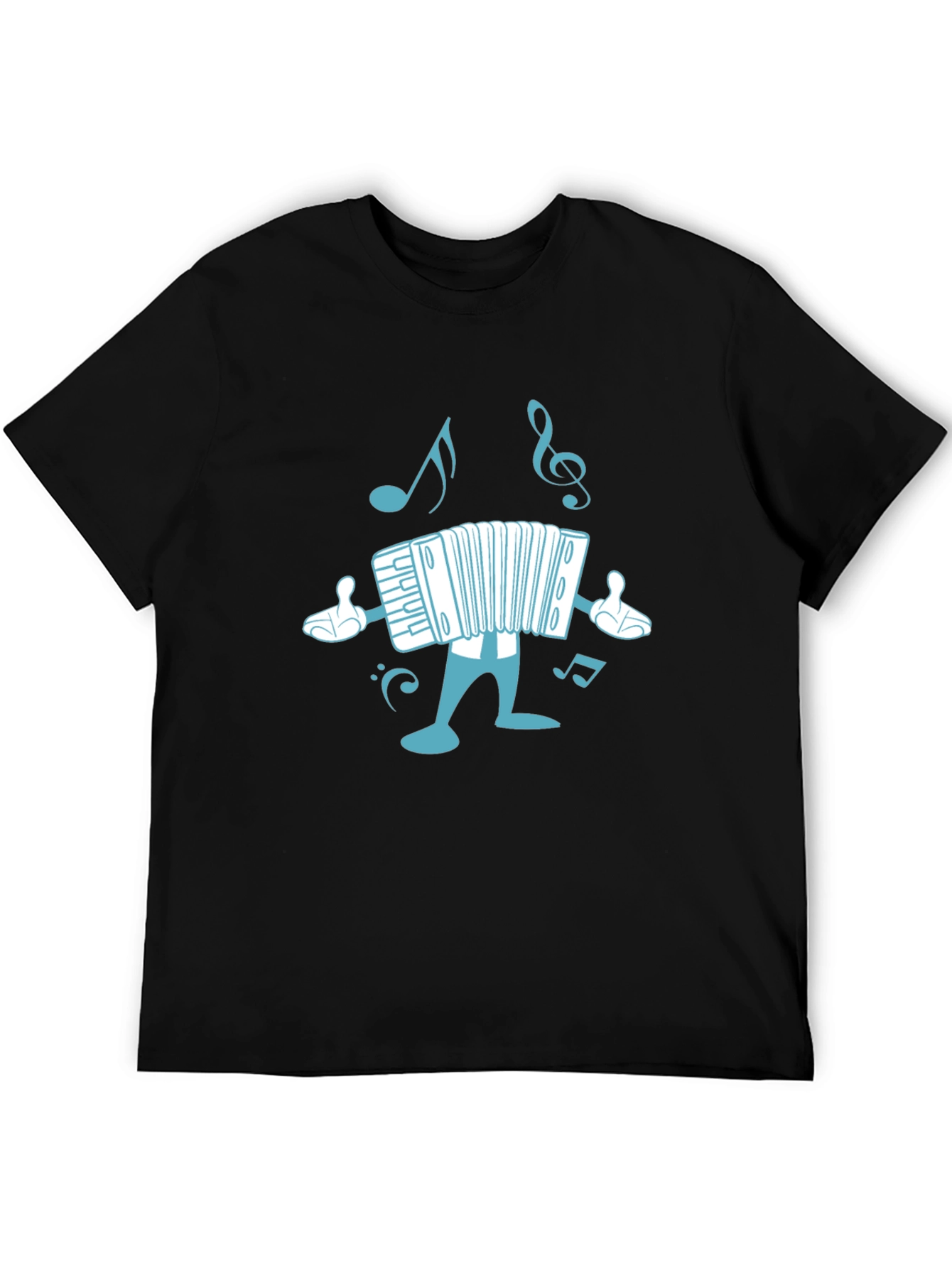 Accordion Cartoon Black T-Shirt