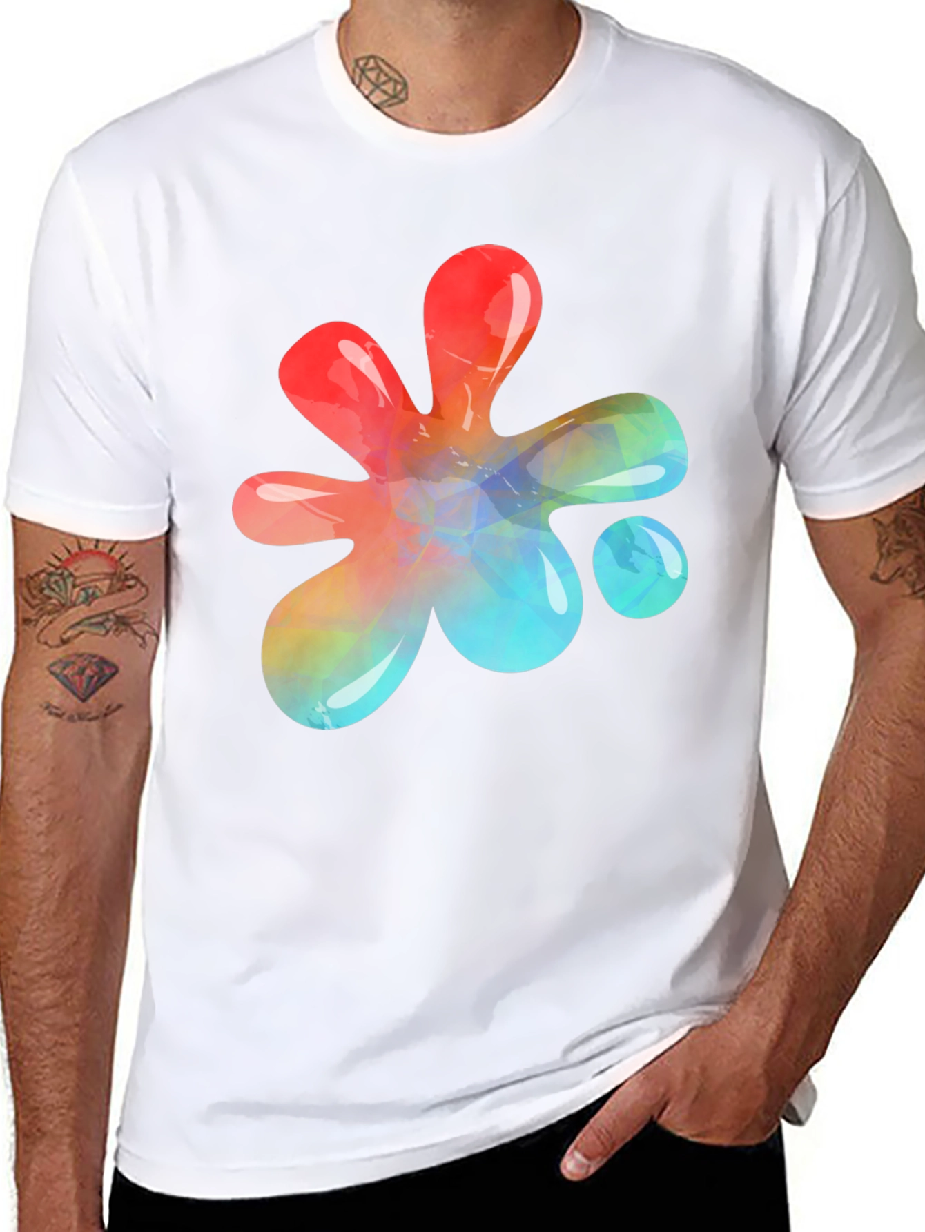 Abstract Paint Splatter Graphic T-Shirt