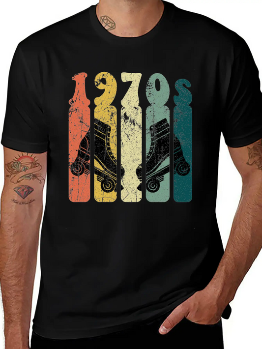 70s Roller Skates Disco Derby Retro Essential Cotton Tee For Daily Outfits – Unisex Style