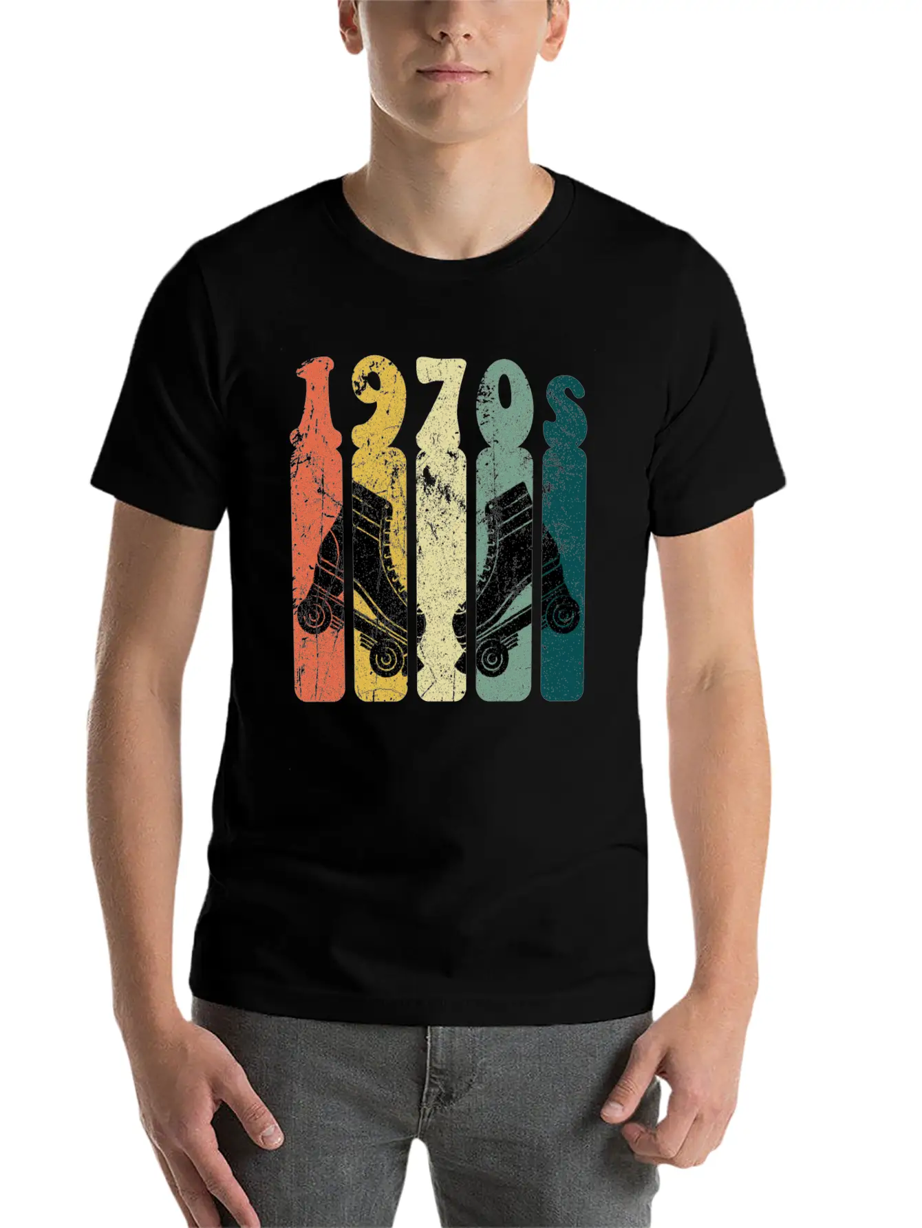 70s Roller Skates Disco Derby Retro Essential Cotton Tee For Daily Outfits – Unisex Style