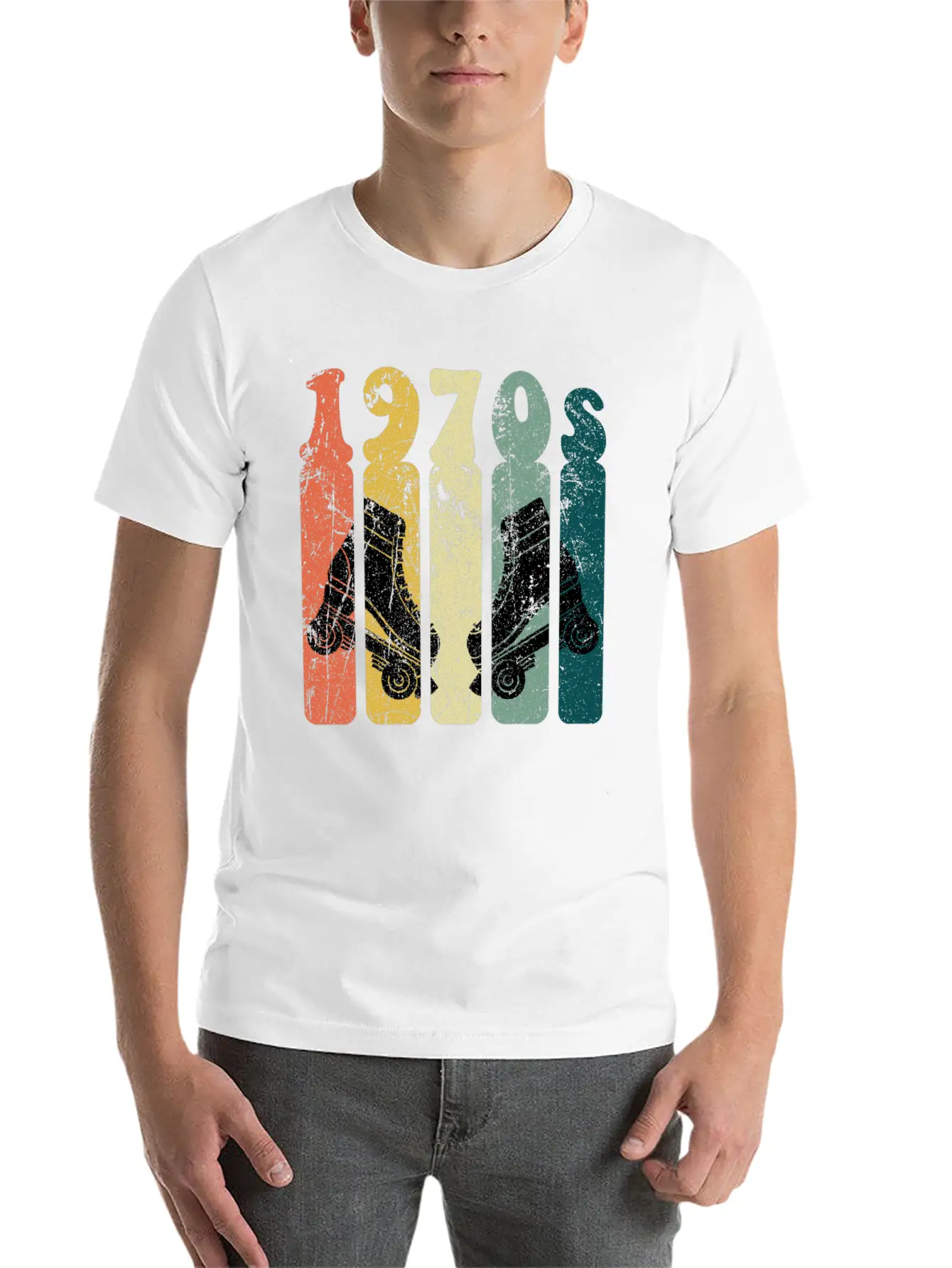 70s Roller Skates Disco Derby Retro Essential Cotton Tee For Daily Outfits – Unisex Style
