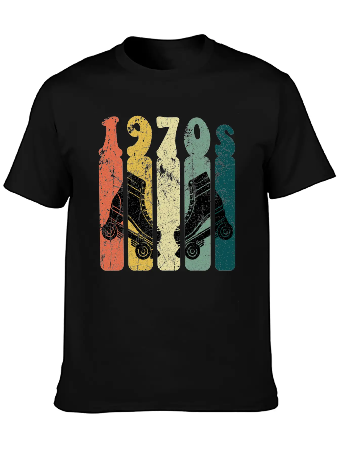 70s Roller Skates Disco Derby Retro Essential Cotton Tee For Daily Outfits – Unisex Style