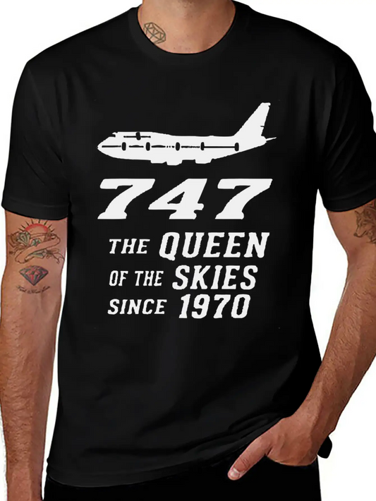 747 QUEEN OF THE SKY Basic Graphic T-Shirt – Daily Comfort In Soft Cotton