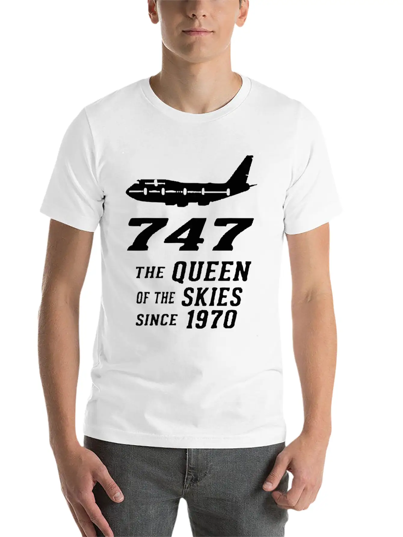 747 QUEEN OF THE SKY Basic Graphic T-Shirt – Daily Comfort In Soft Cotton