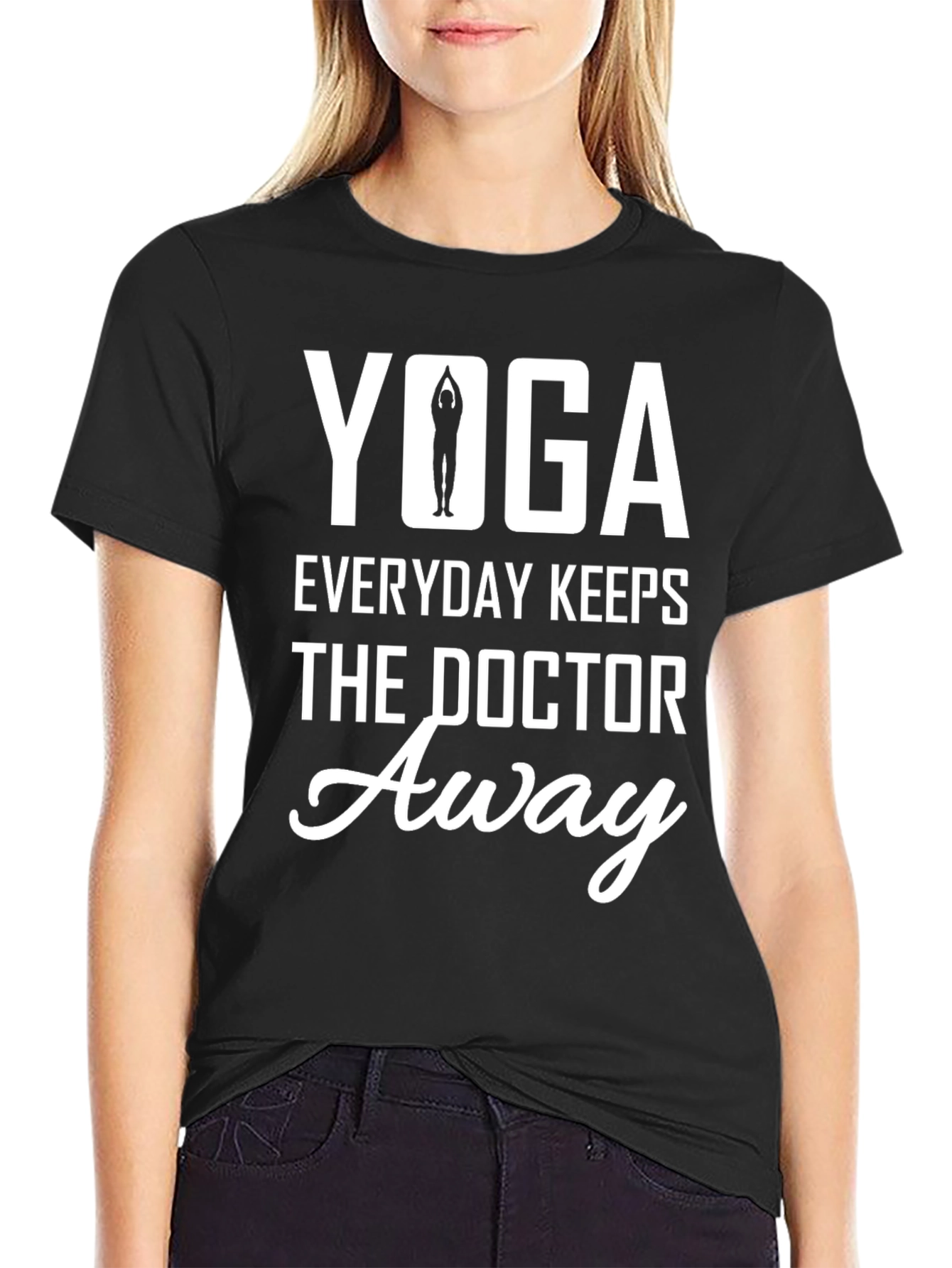 Yoga Everyday Keeps the Doctor Away Black T-Shirt