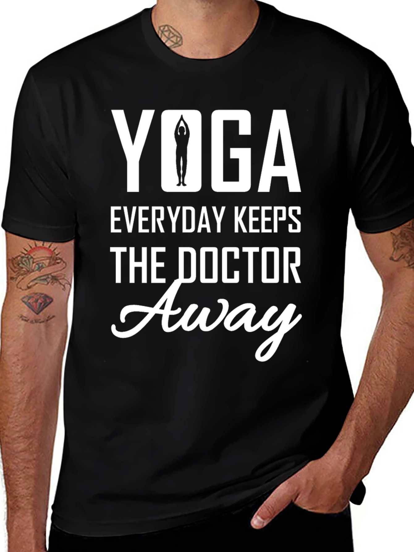Yoga Everyday Keeps the Doctor Away Black T-Shirt