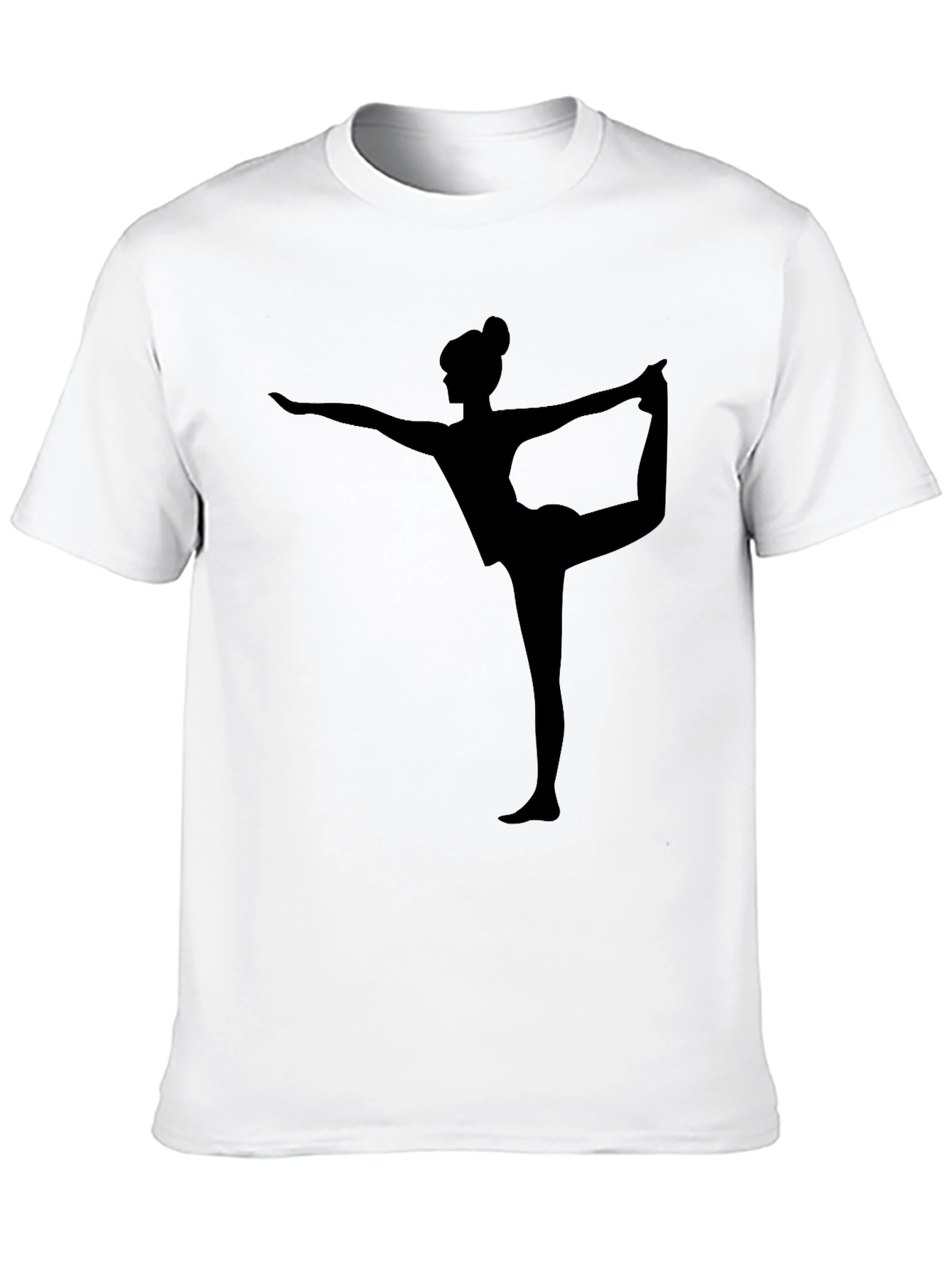 Yoga Pose Graphic Tee - Black Cotton Casual Shirt