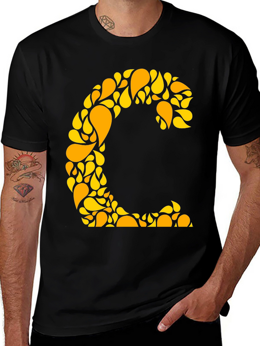 Abstract C Initial Tee - Stylish Graphic Print Shirt