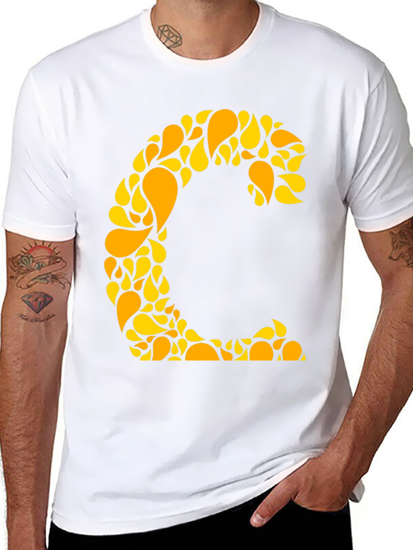 Abstract C Initial Tee - Stylish Graphic Print Shirt