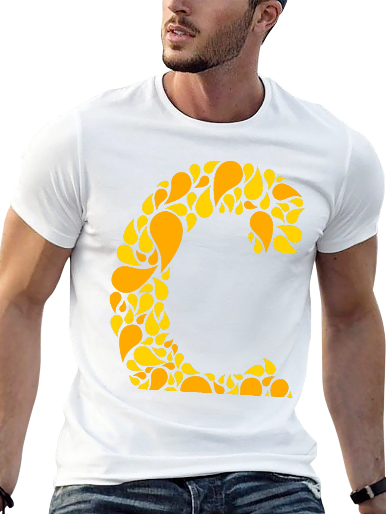 Abstract C Initial Tee - Stylish Graphic Print Shirt
