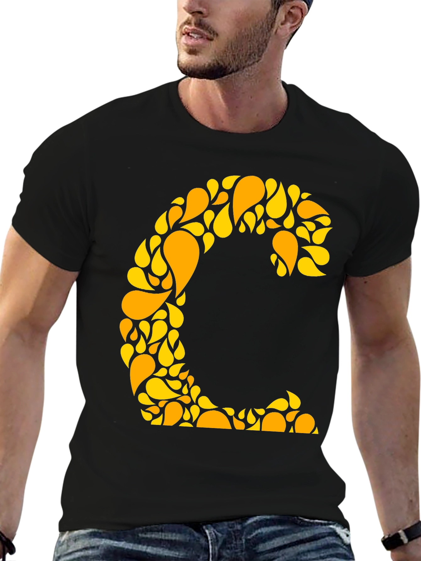 Abstract C Initial Tee - Stylish Graphic Print Shirt