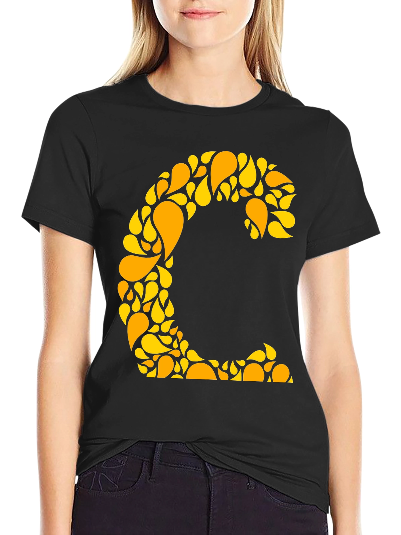 Abstract C Initial Tee - Stylish Graphic Print Shirt