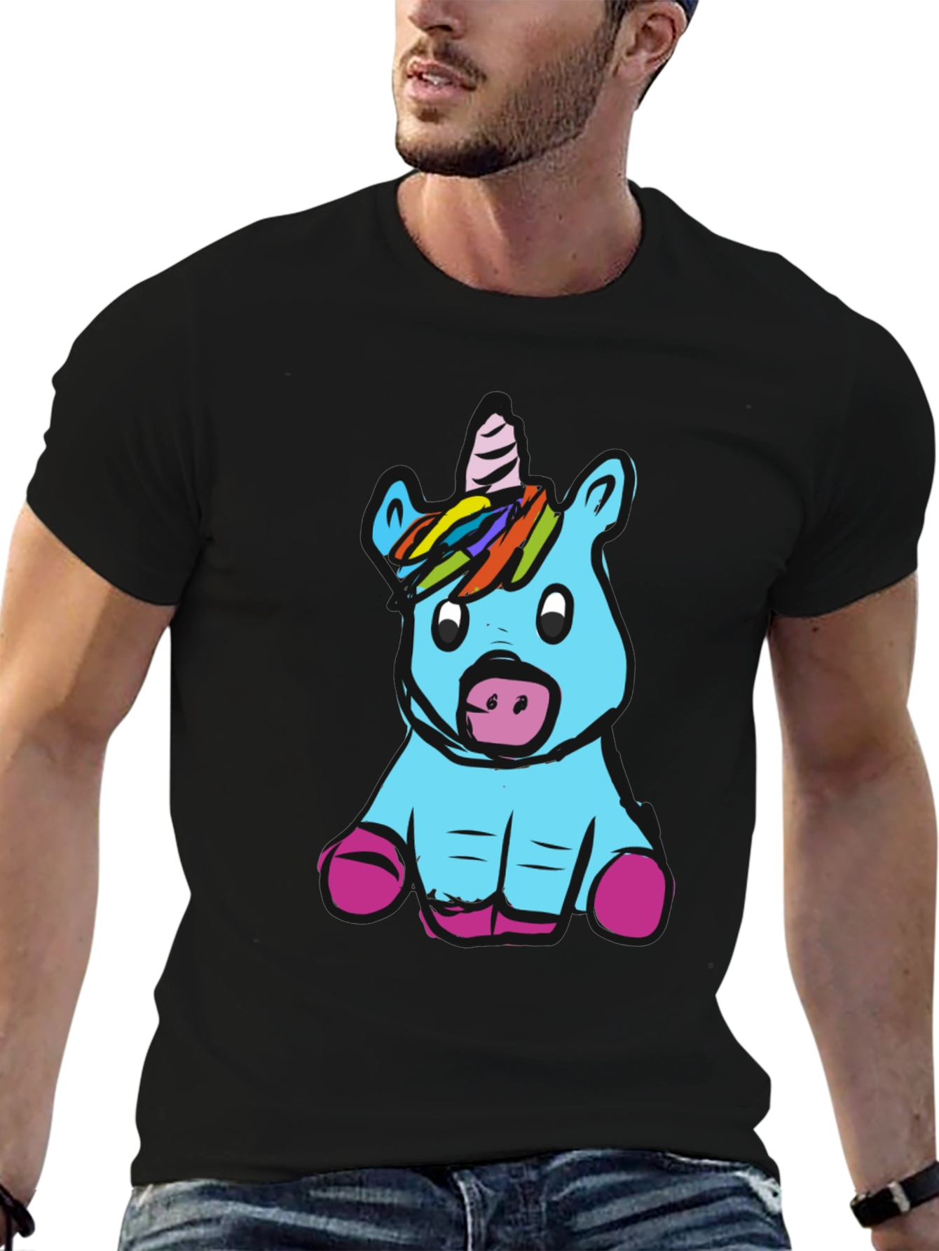 Unicorn Graphic Black T-Shirt