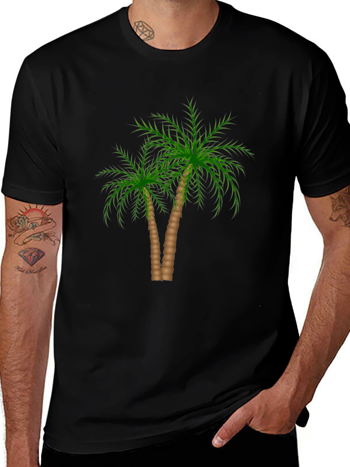 Palm Tree Graphic Black T-Shirt