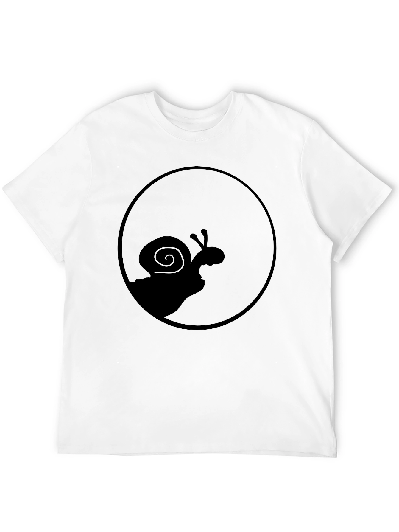 Snail Silhouette Graphic Tee - Black Cotton Casual Top