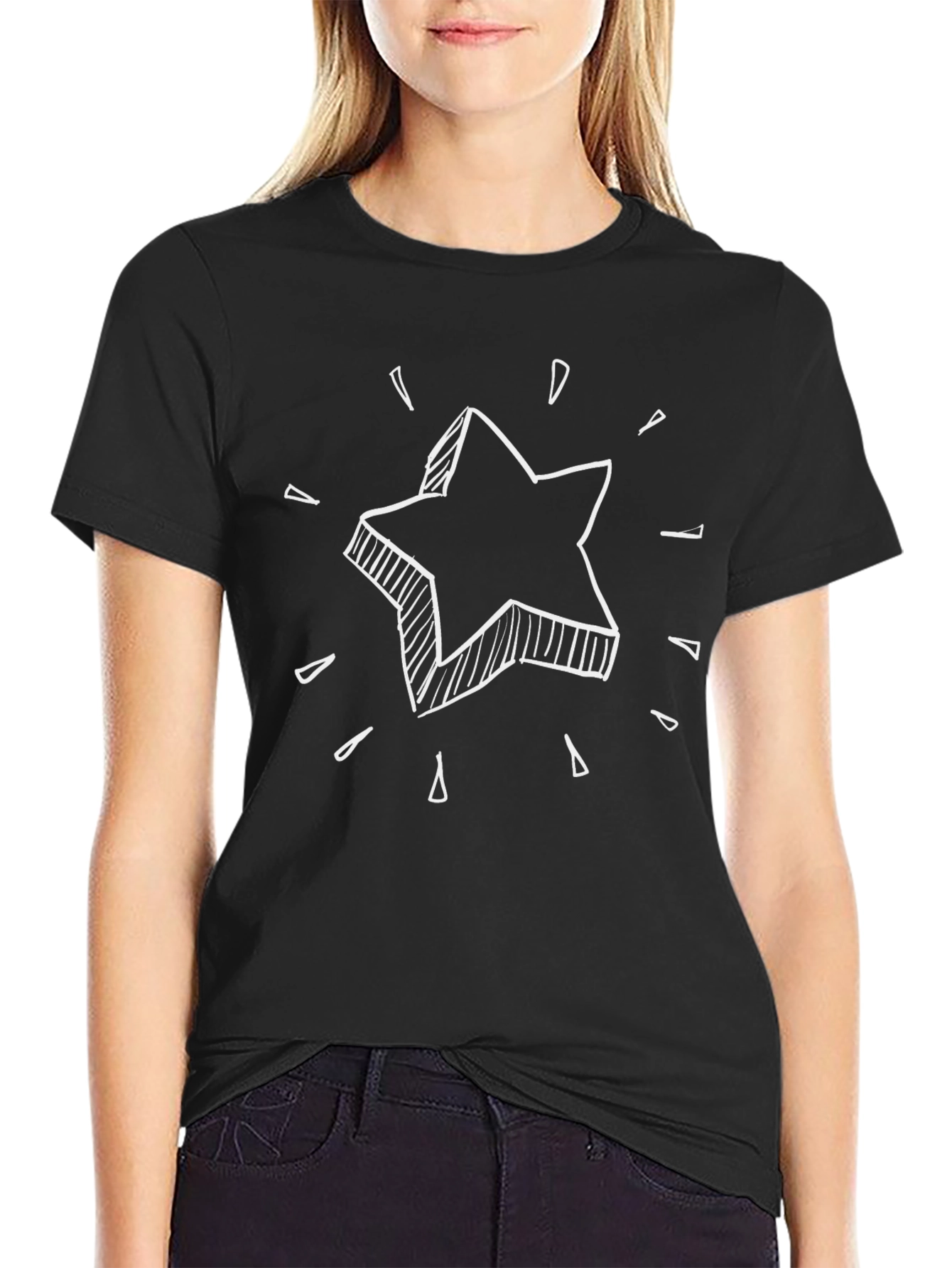Star Graphic Tee - Black Cotton Comfort