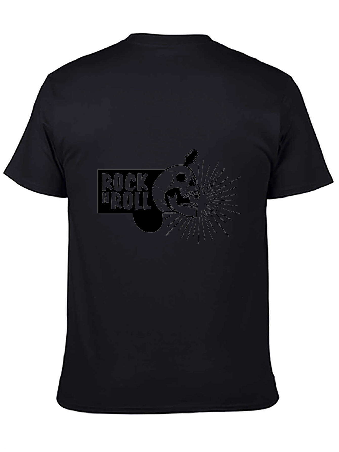 Rock N Roll Skull Graphic Tee - Black