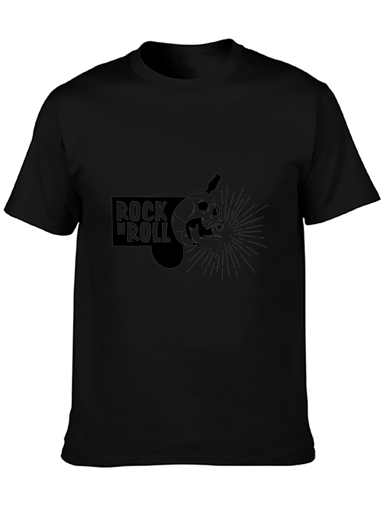 Rock N Roll Skull Graphic Tee - Black