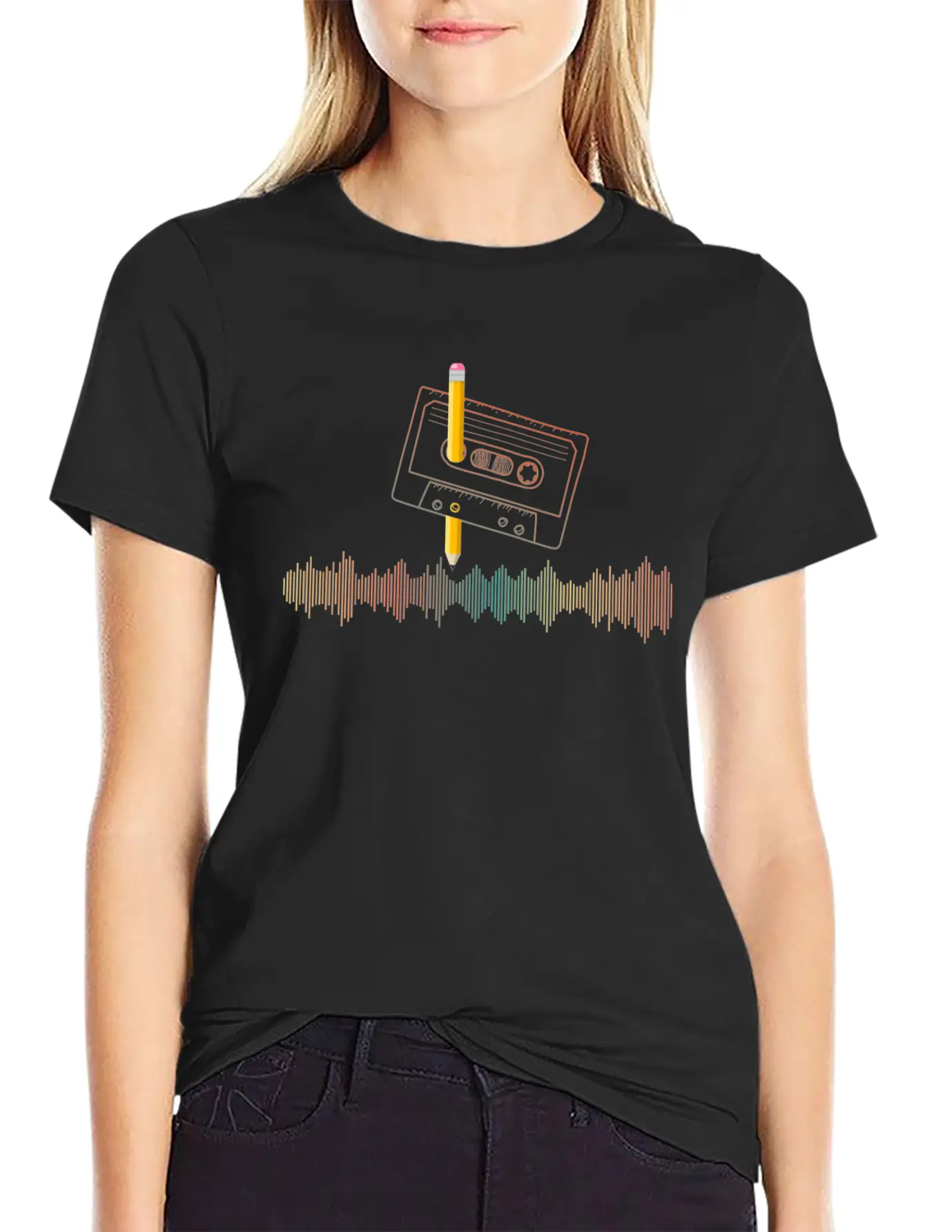 80's Cassette Tape 1990s Pencil Winding Cassette Lightweight Cotton T-Shirt – Daily Comfort Graphic Shirt
