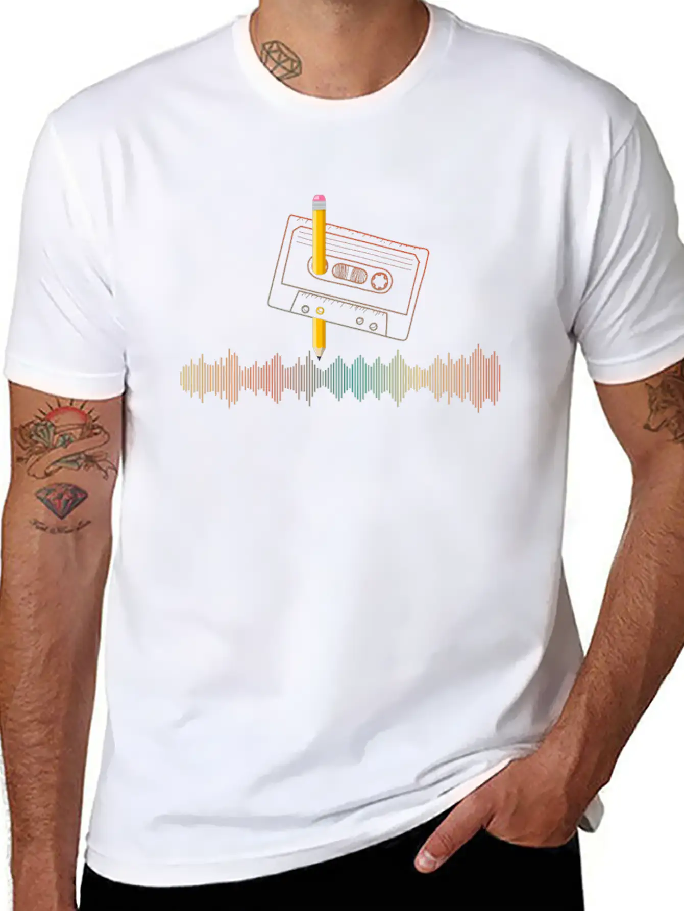 80's Cassette Tape 1990s Pencil Winding Cassette Lightweight Cotton T-Shirt – Daily Comfort Graphic Shirt