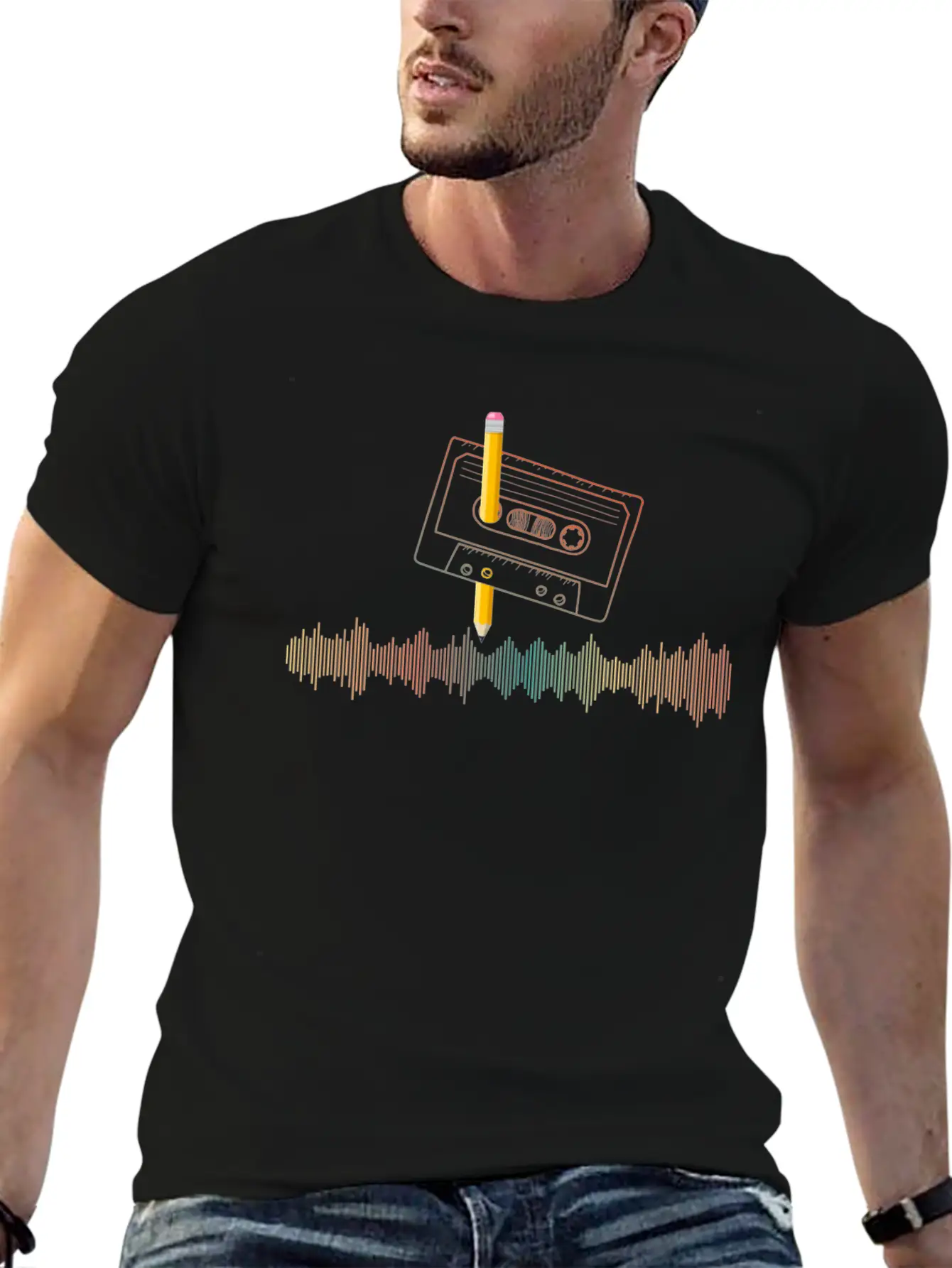 80's Cassette Tape 1990s Pencil Winding Cassette Lightweight Cotton T-Shirt – Daily Comfort Graphic Shirt