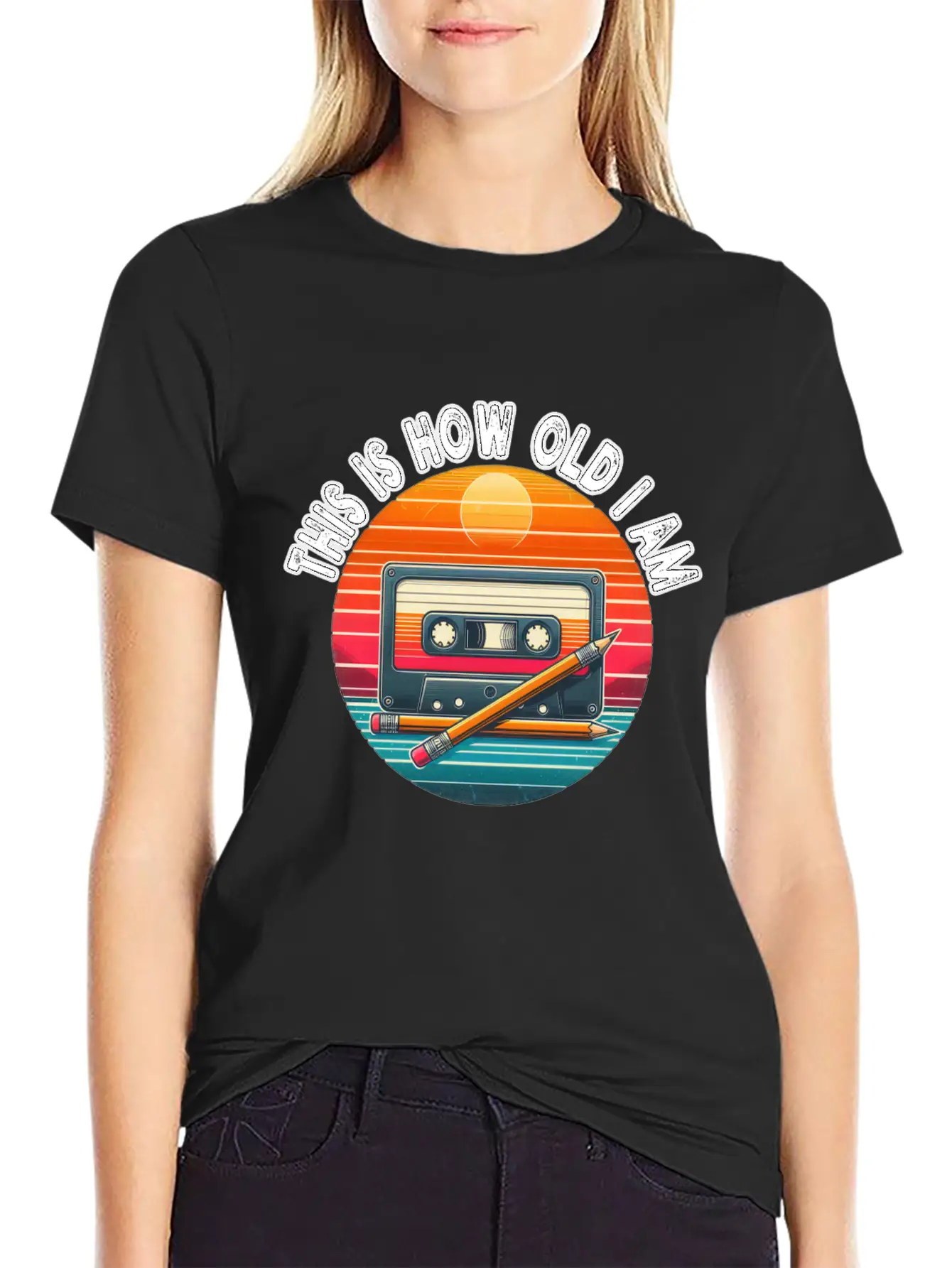 80s Cassette Tape With Pencil,This Is How Old I Am Classic Fit Graphic Tee For Daily Comfort – Unisex Cotton Shirt