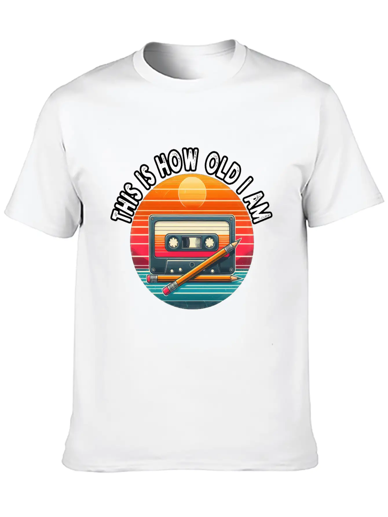 80s Cassette Tape With Pencil,This Is How Old I Am Classic Fit Graphic Tee For Daily Comfort – Unisex Cotton Shirt