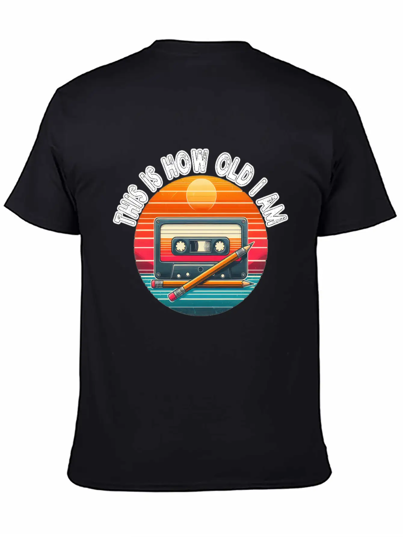 80s Cassette Tape With Pencil,This Is How Old I Am Classic Fit Graphic Tee For Daily Comfort – Unisex Cotton Shirt