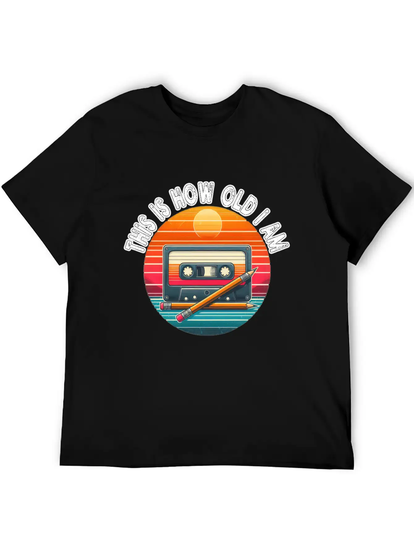 80s Cassette Tape With Pencil,This Is How Old I Am Classic Fit Graphic Tee For Daily Comfort – Unisex Cotton Shirt