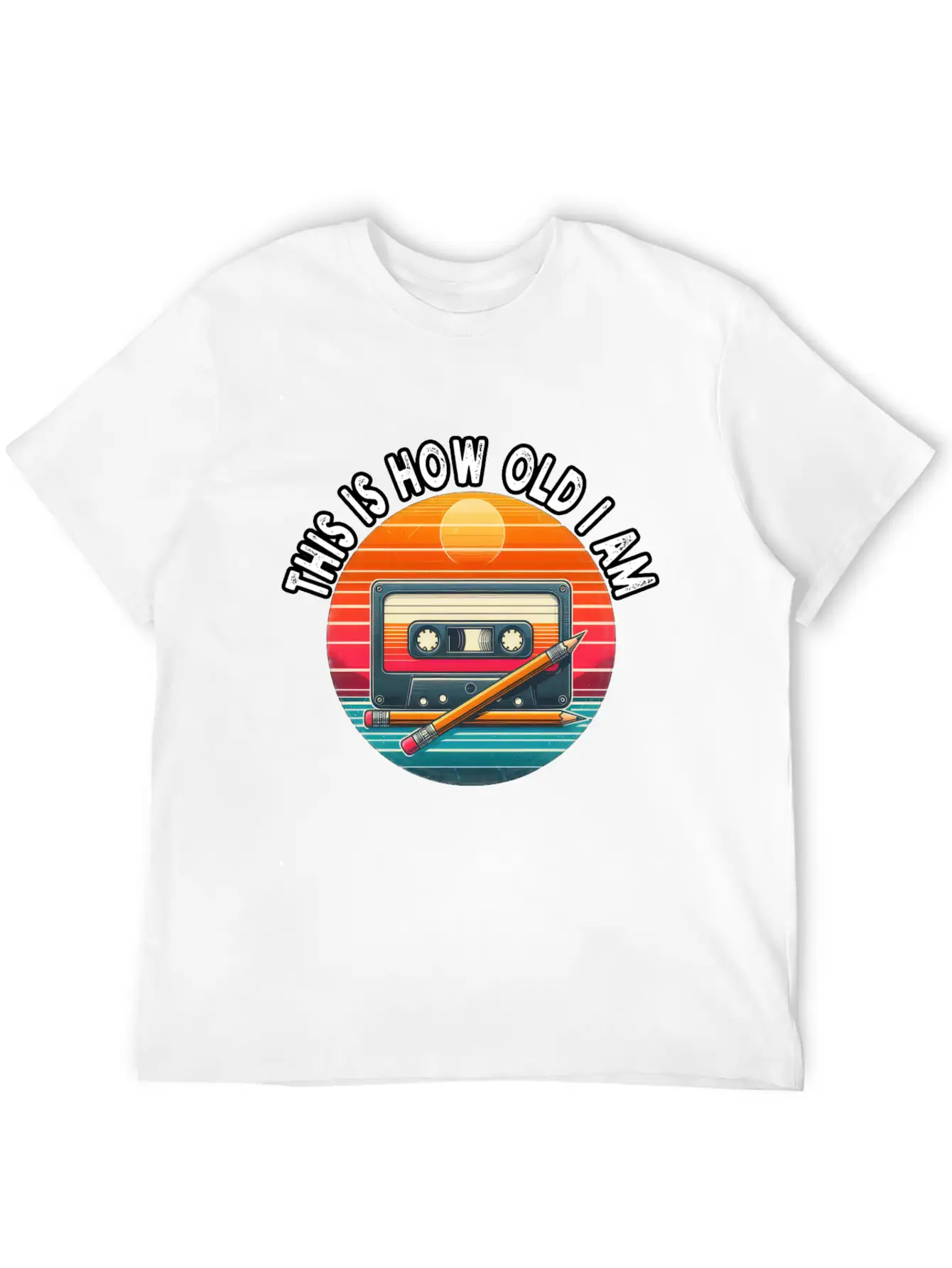 80s Cassette Tape With Pencil,This Is How Old I Am Classic Fit Graphic Tee For Daily Comfort – Unisex Cotton Shirt