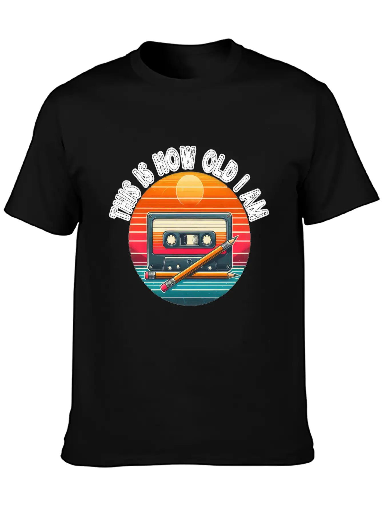 80s Cassette Tape With Pencil,This Is How Old I Am Classic Fit Graphic Tee For Daily Comfort – Unisex Cotton Shirt