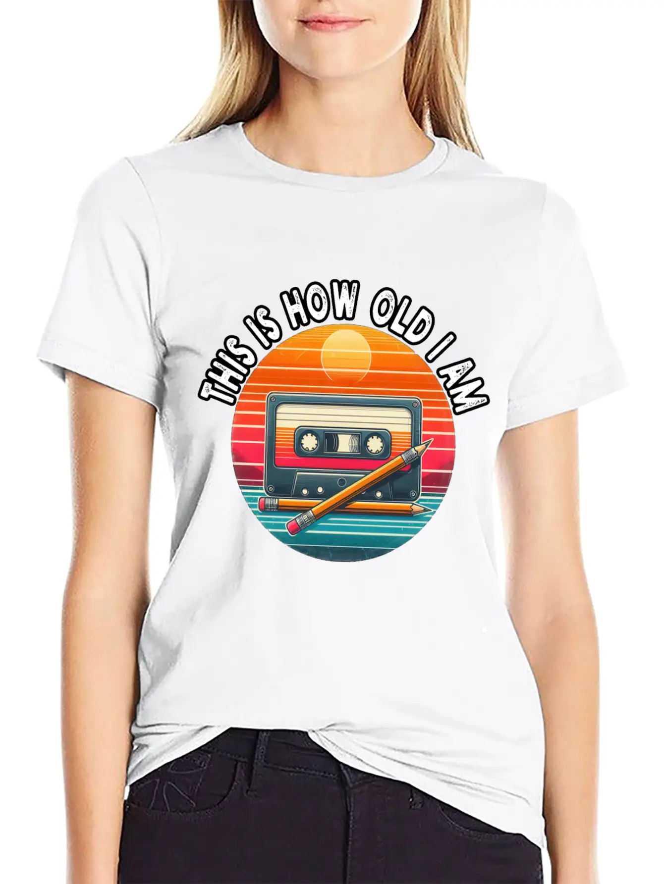 80s Cassette Tape With Pencil,This Is How Old I Am Classic Fit Graphic Tee For Daily Comfort – Unisex Cotton Shirt
