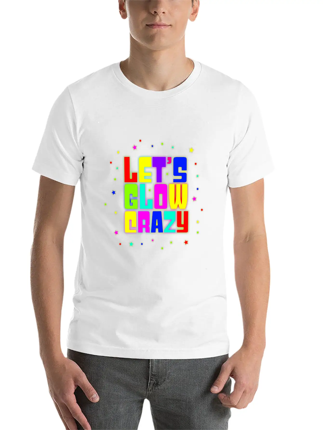 80s Neon Lets Glow Crazy 90s Rave Party Retro Gift Modern Fit Casual T-Shirt – Clean And Versatile Design