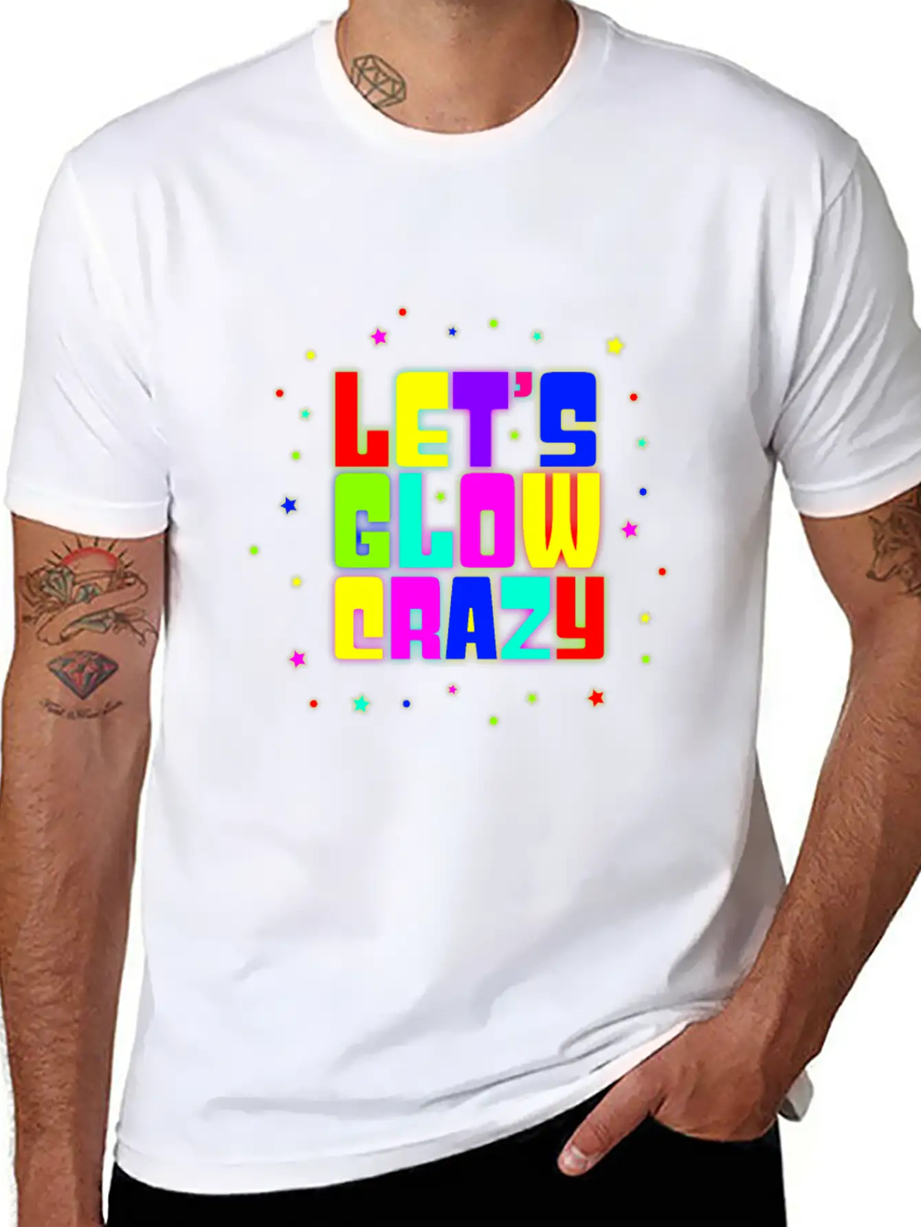 80s Neon Lets Glow Crazy 90s Rave Party Retro Gift Modern Fit Casual T-Shirt – Clean And Versatile Design
