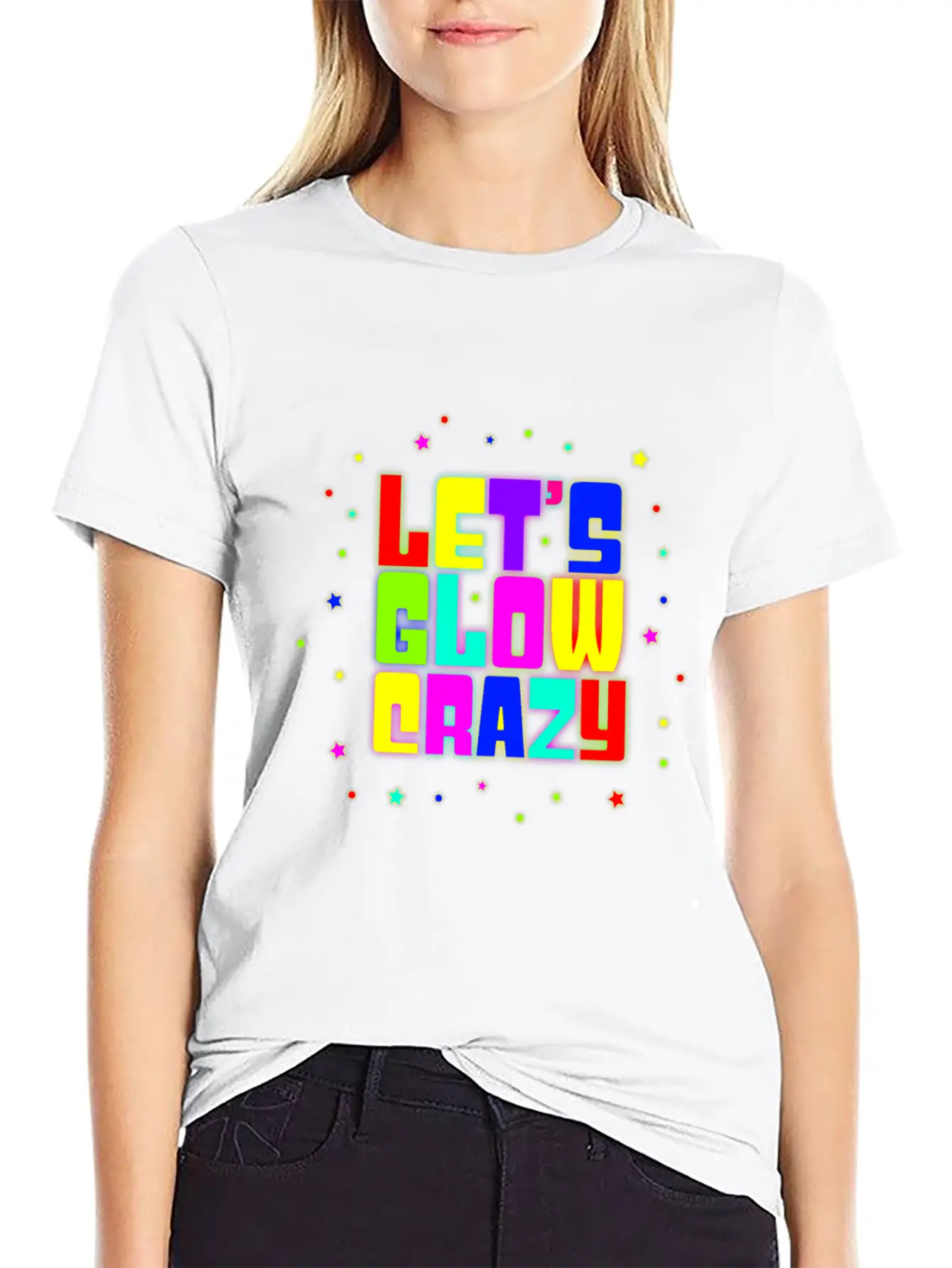 80s Neon Lets Glow Crazy 90s Rave Party Retro Gift Modern Fit Casual T-Shirt – Clean And Versatile Design