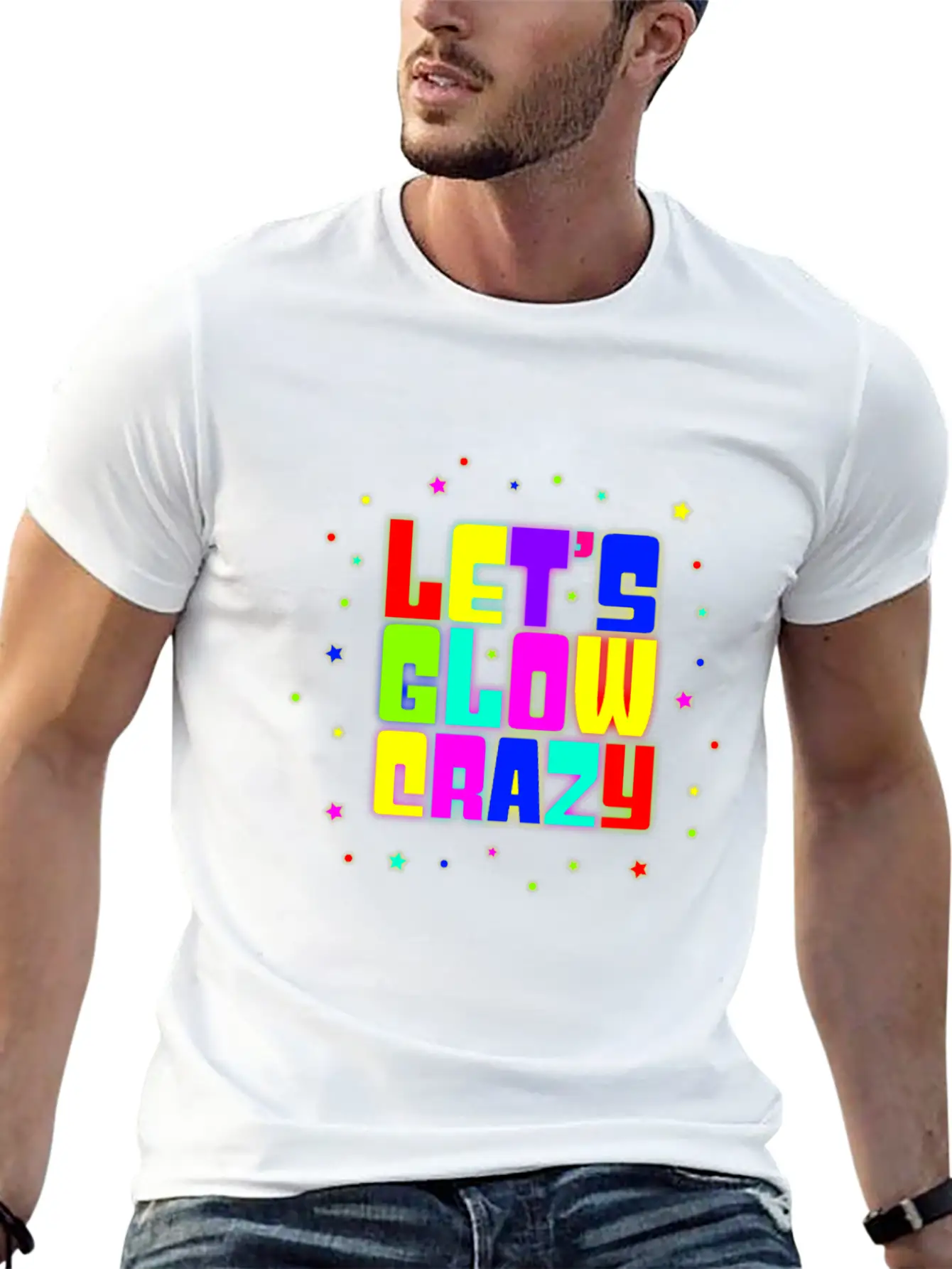 80s Neon Lets Glow Crazy 90s Rave Party Retro Gift Modern Fit Casual T-Shirt – Clean And Versatile Design