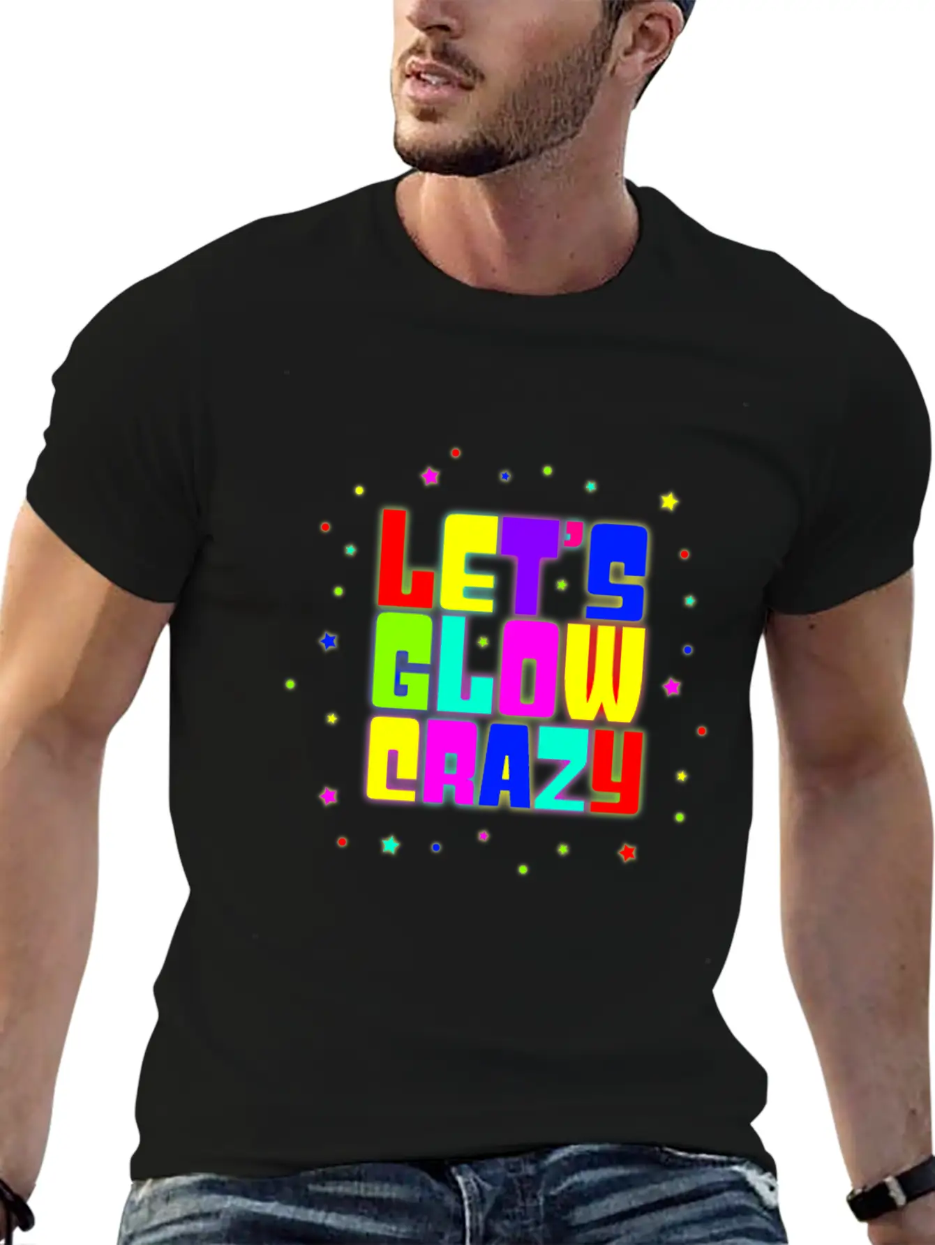80s Neon Lets Glow Crazy 90s Rave Party Retro Gift Modern Fit Casual T-Shirt – Clean And Versatile Design