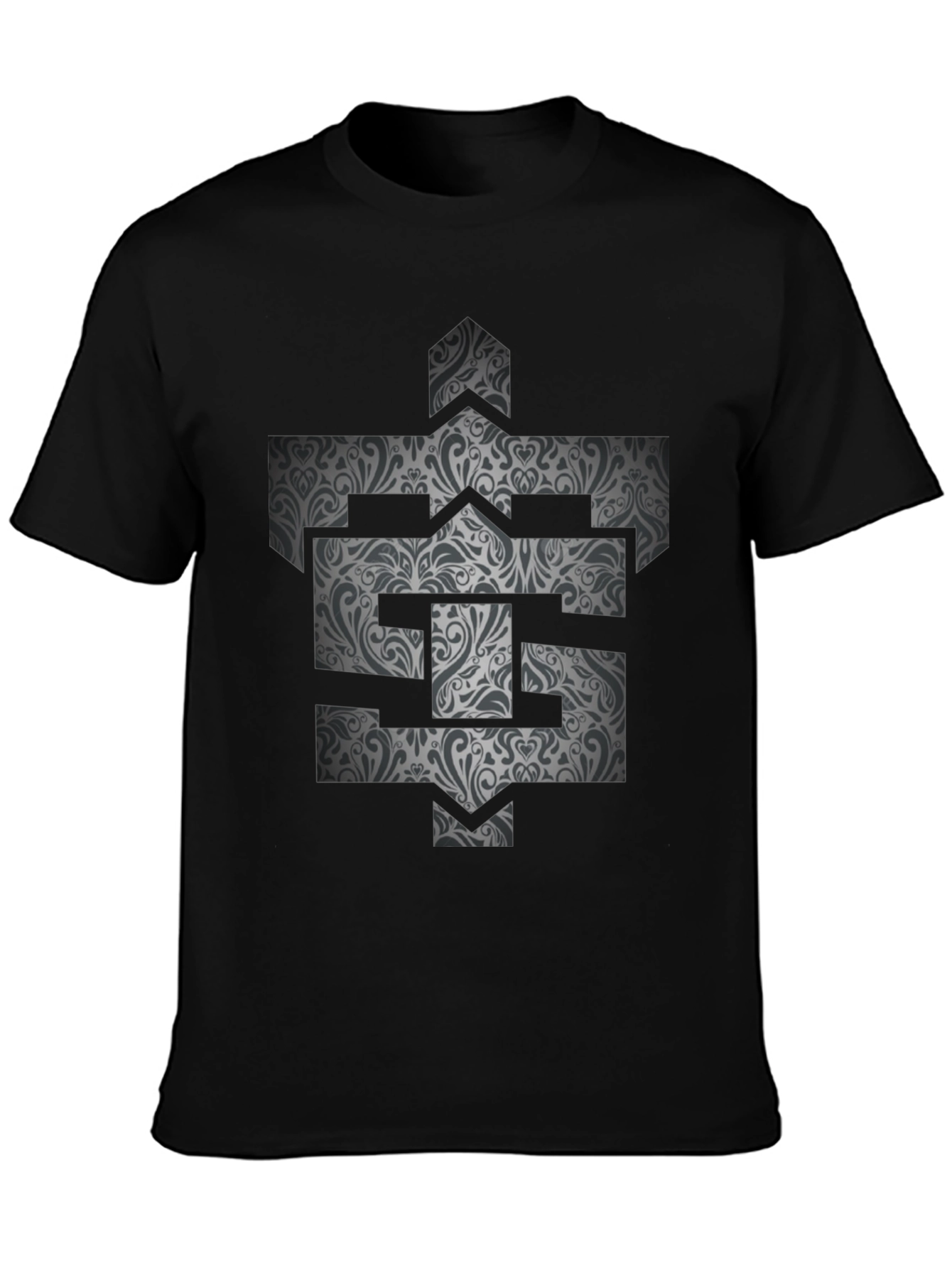 Patterned Initial Graphic Tee - Black