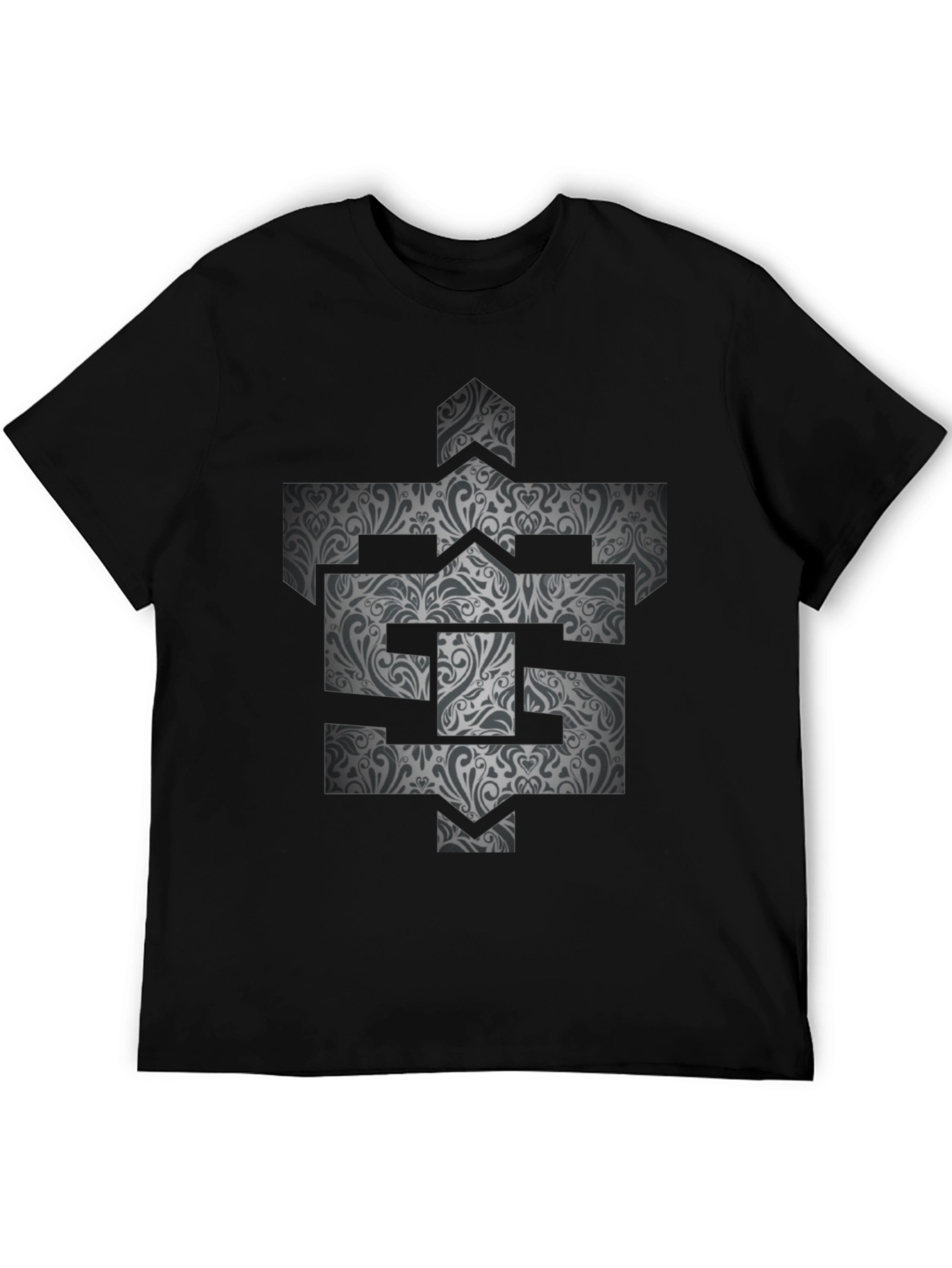 Patterned Initial Graphic Tee - Black