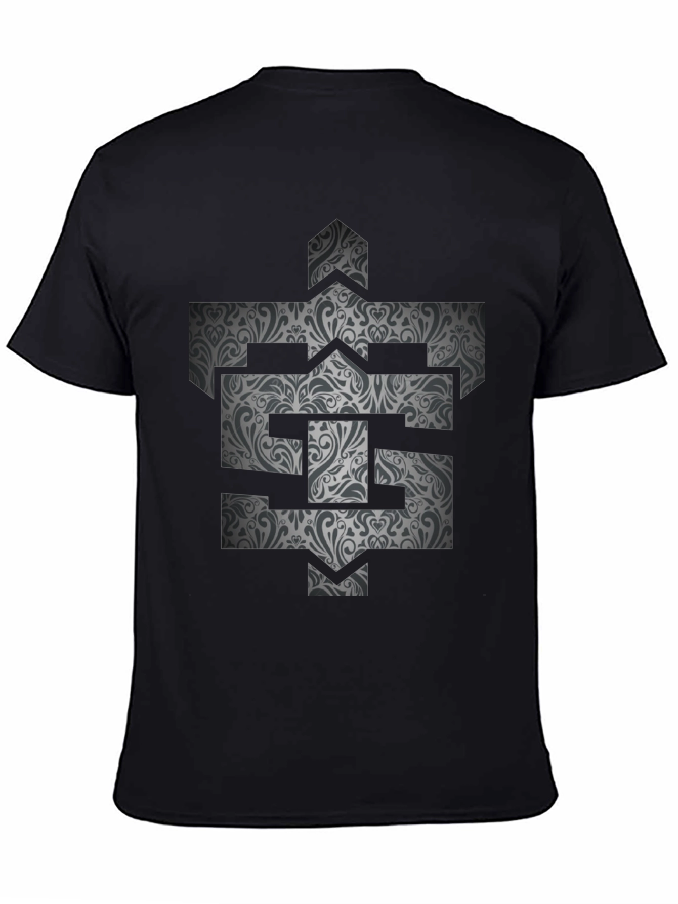 Patterned Initial Graphic Tee - Black