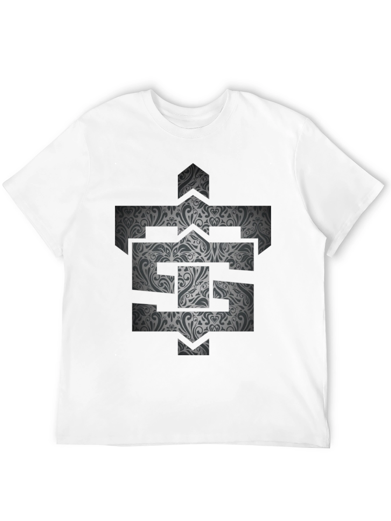Patterned Initial Graphic Tee - Black