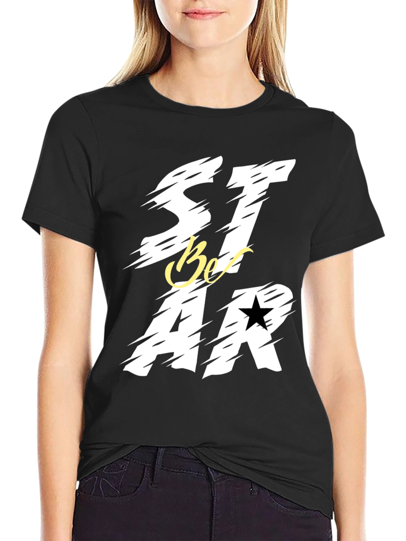 Be a Star Graphic Print Black T-Shirt